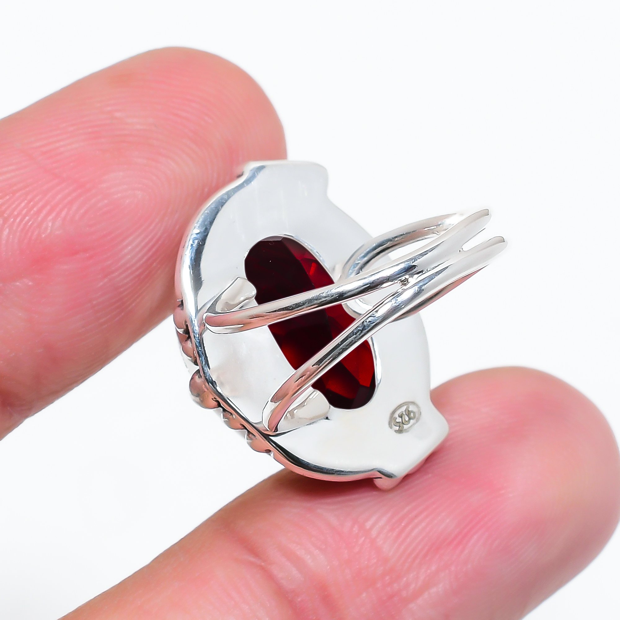 Red Garnet - Simulated 925 Sterling Silver Ring