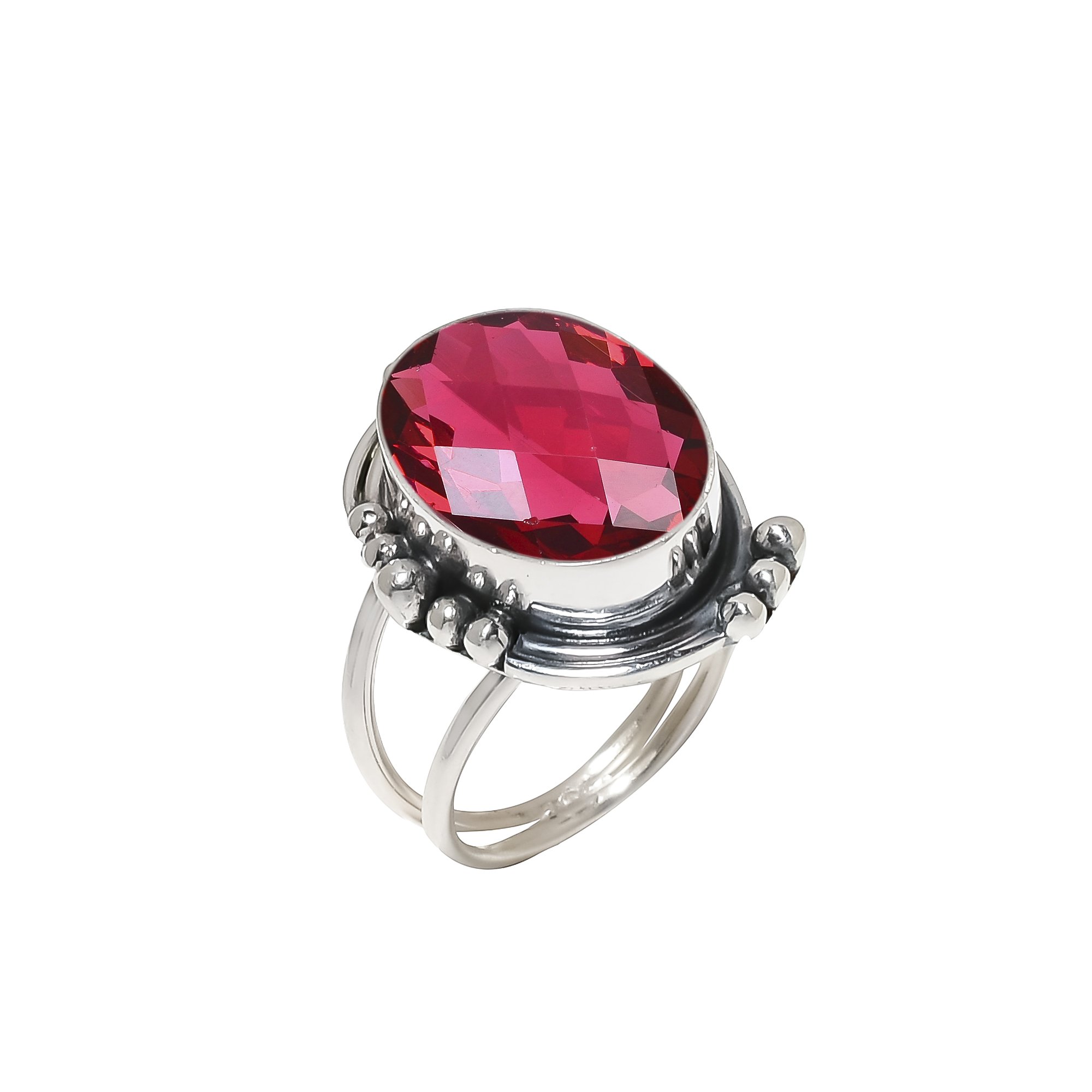 Pink Rubellite Tourmaline - Simulated 925 Sterling Silver Ring