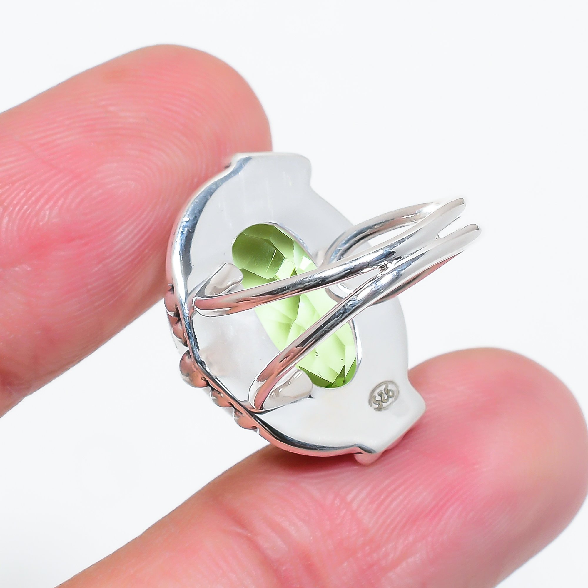 Green Amethyst - Simulated 925 Sterling Silver Ring