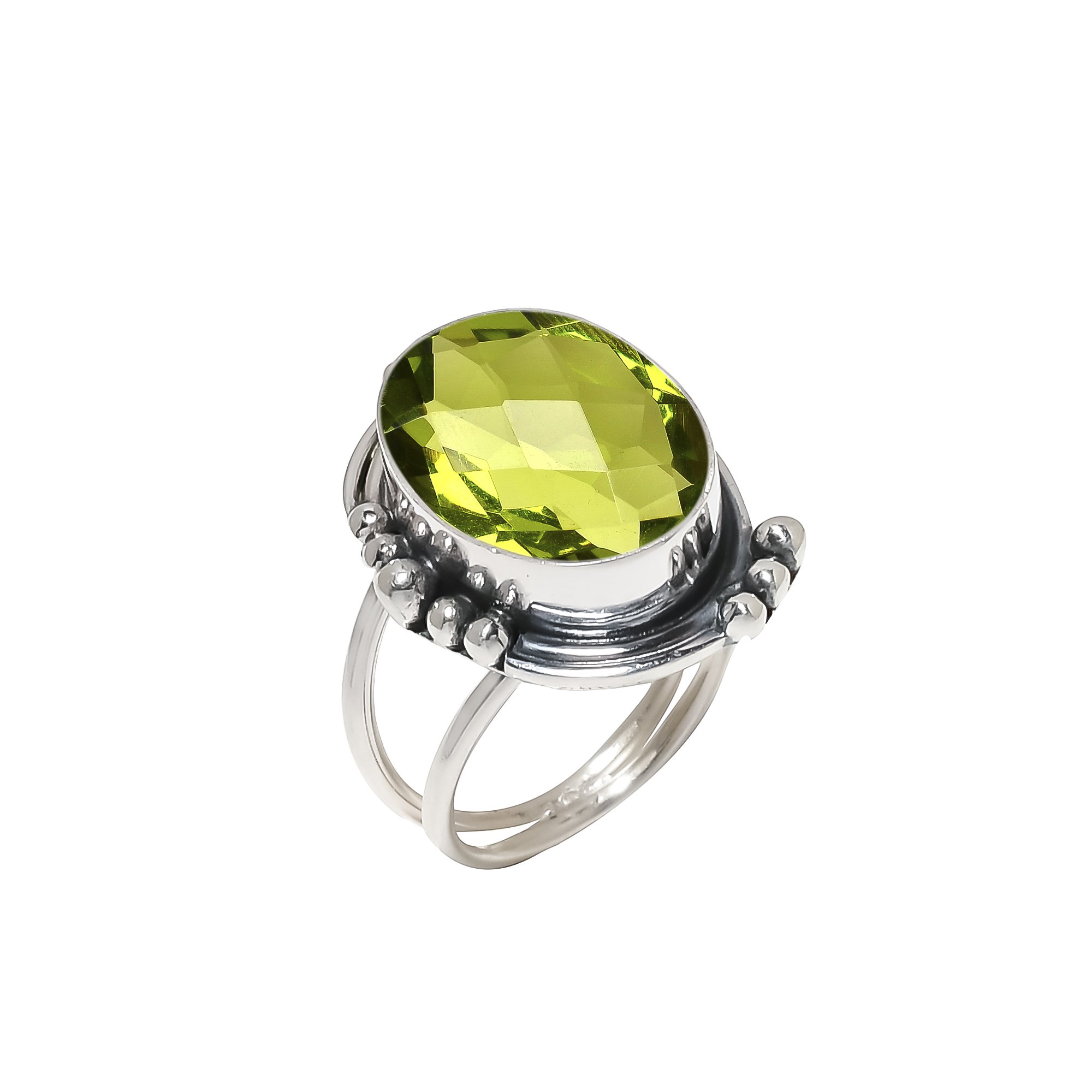 Peridot - Simulated 925 Sterling Silver Ring