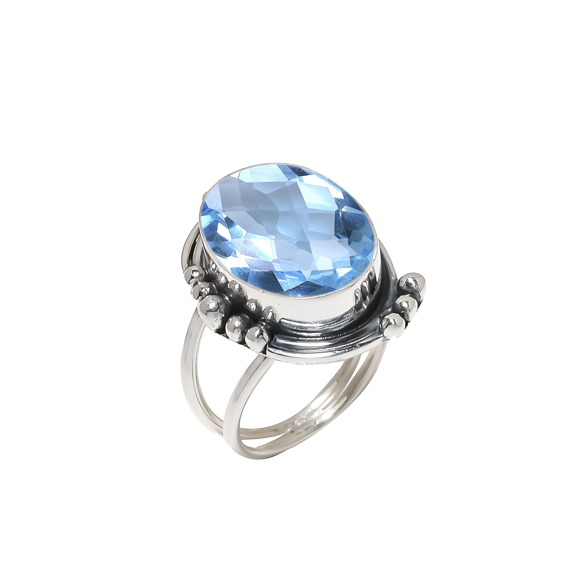 Blue Topaz - Simulated 925 Sterling Silver Ring