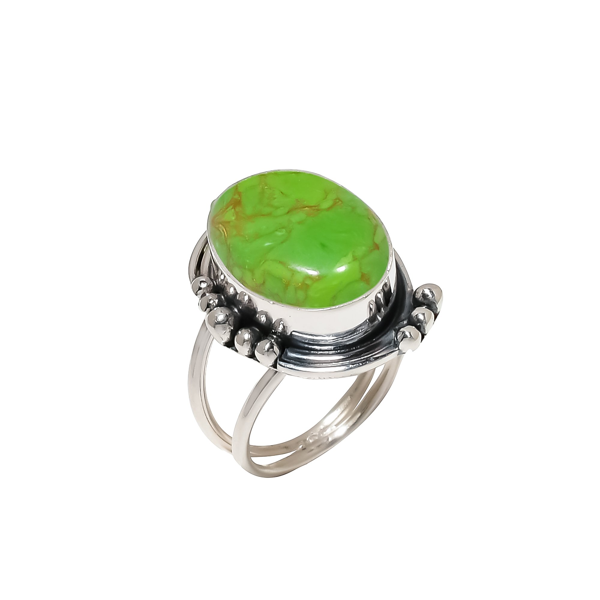 Copper Green Turquoise - Simulated 925 Sterling Silver Ring
