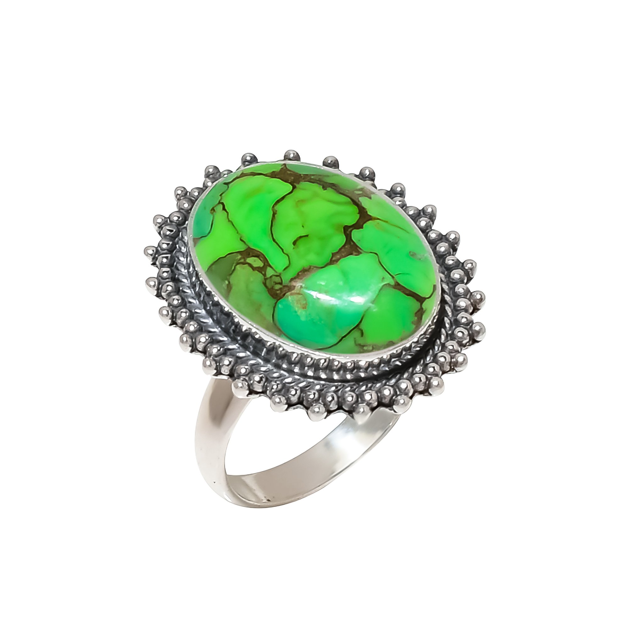Copper Green Turquoise 925 Sterling Silver Ring