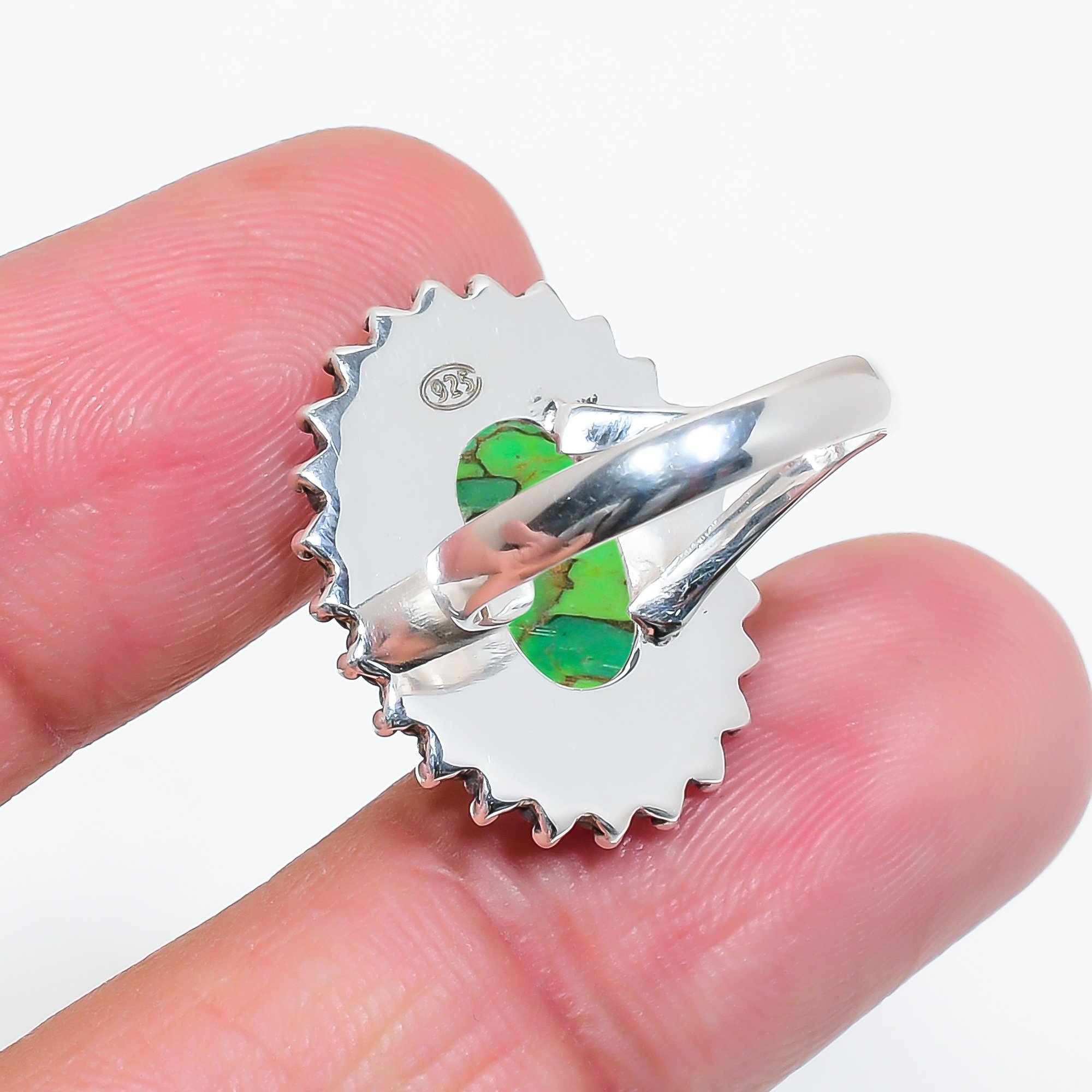Copper Green Turquoise 925 Sterling Silver Ring