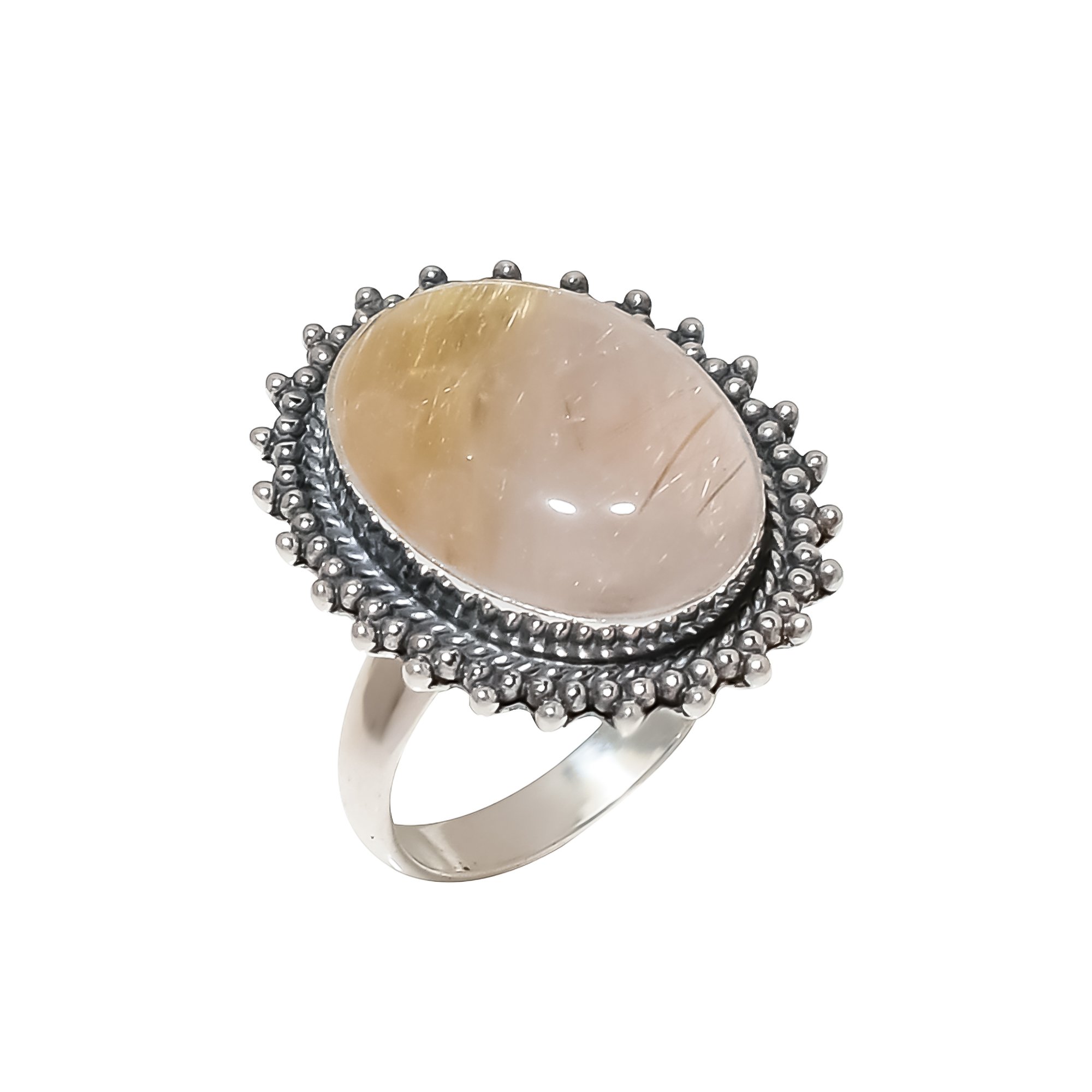 Golden Rutilated Quartz - Brazil 925 Sterling Silver Ring