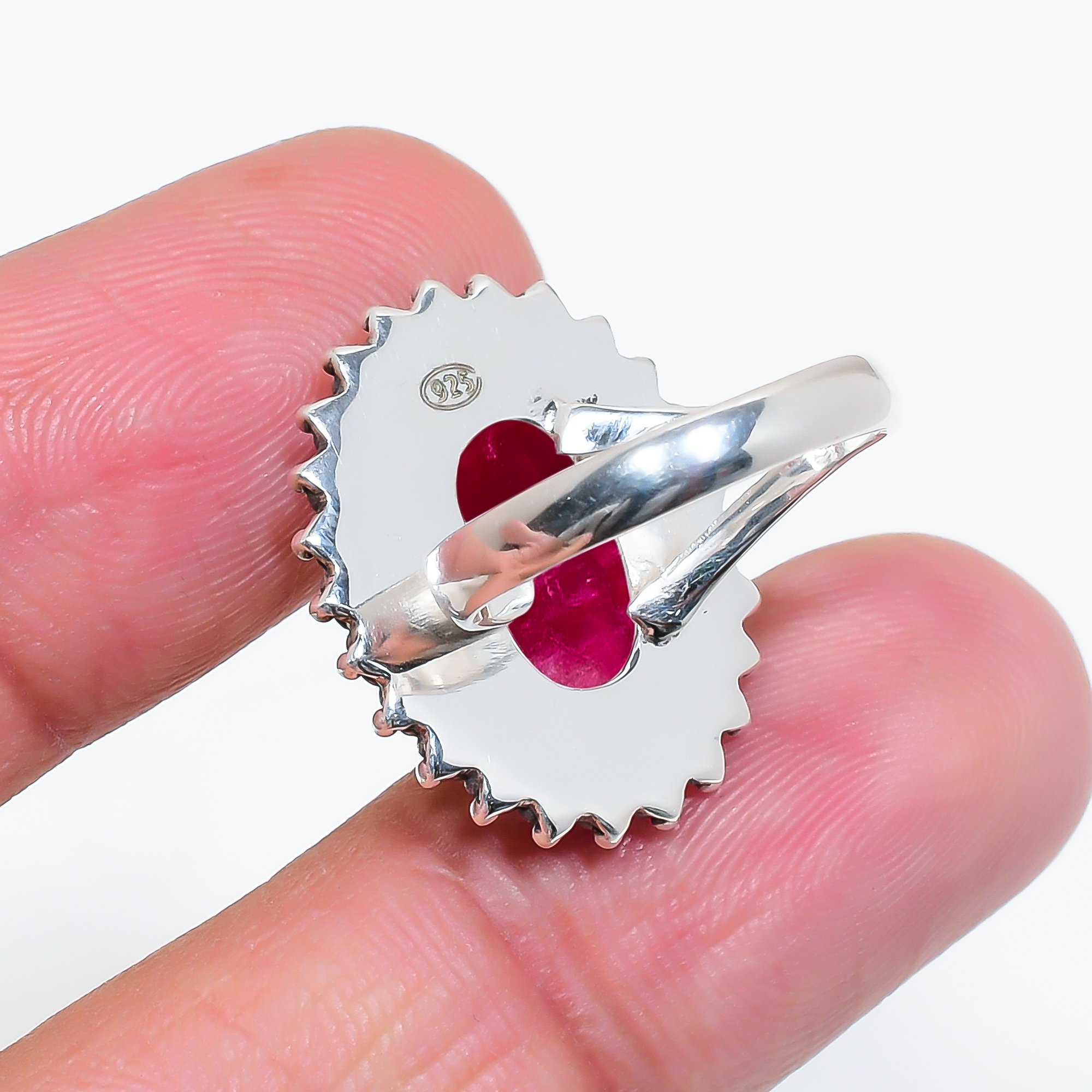 Ruby - Dyed Quartz 925 Sterling Silver Ring