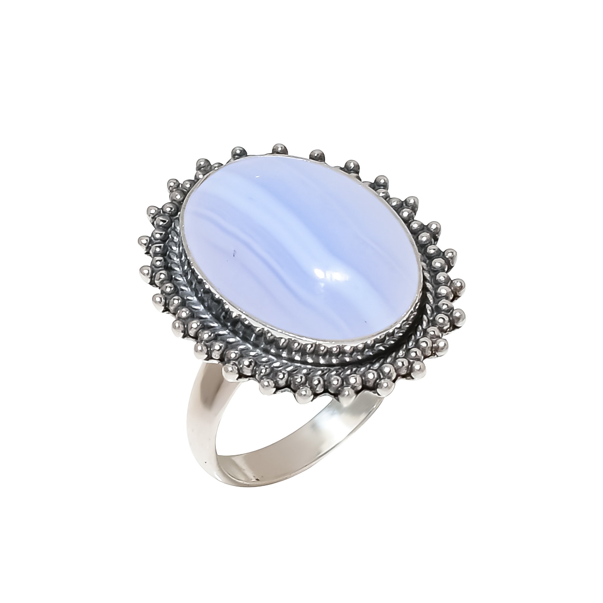 Blue Lace Agate - Namibia 925 Sterling Silver Ring