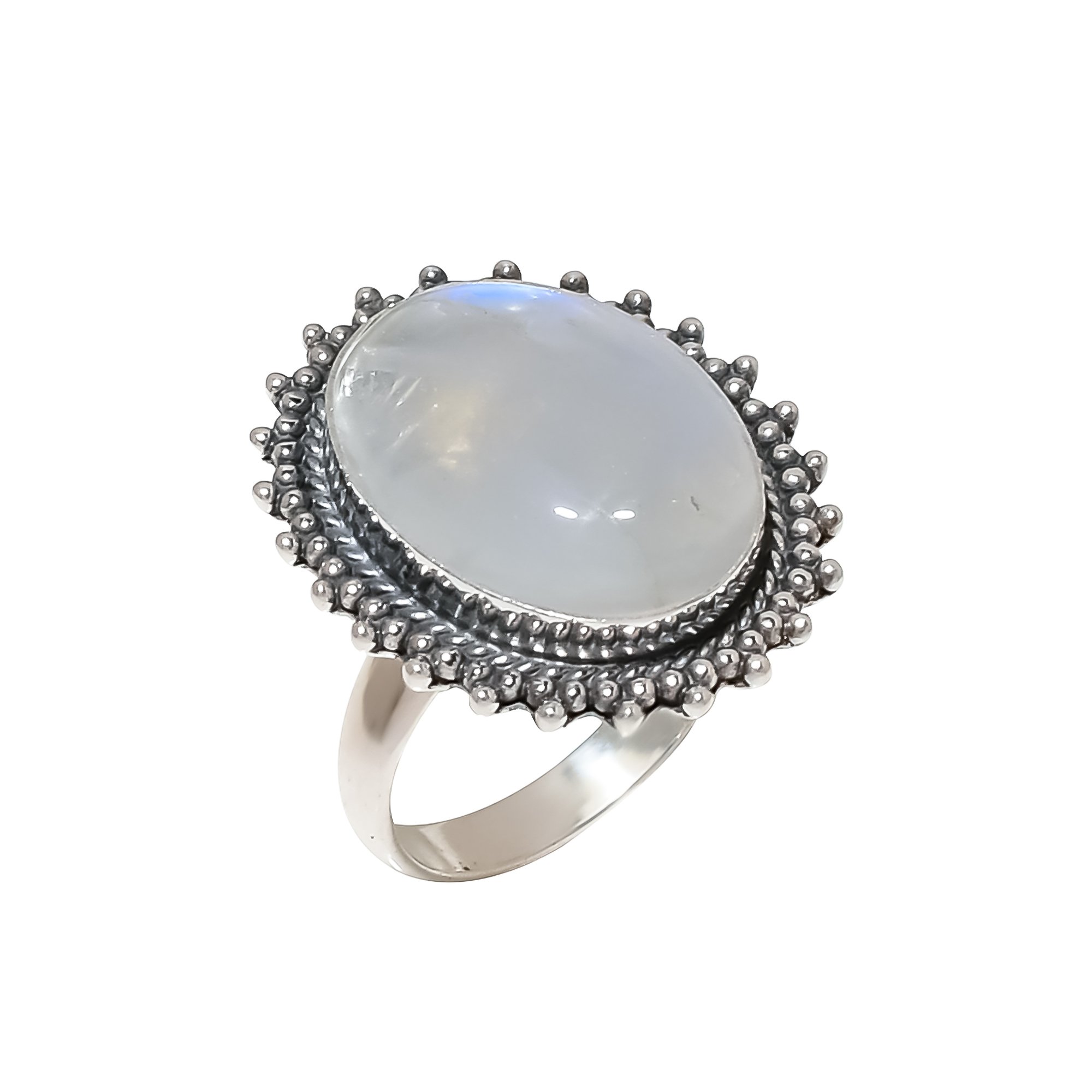 Rainbow Moonstone - India 925 Sterling Silver Ring