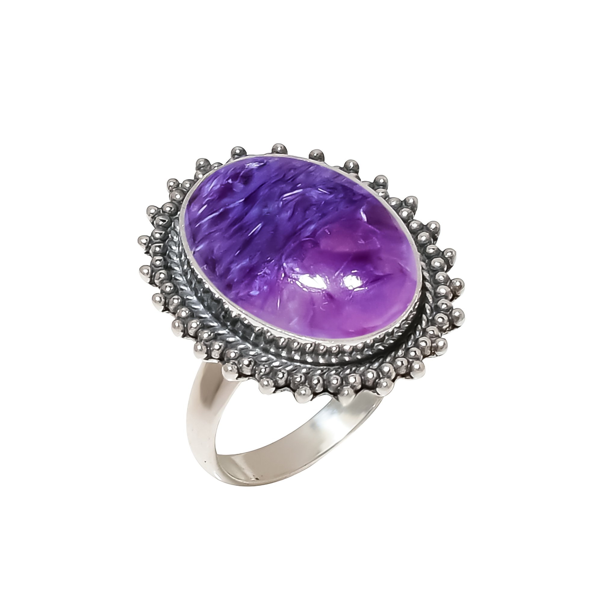 Purple Charoite - Siberia 925 Sterling Silver Ring