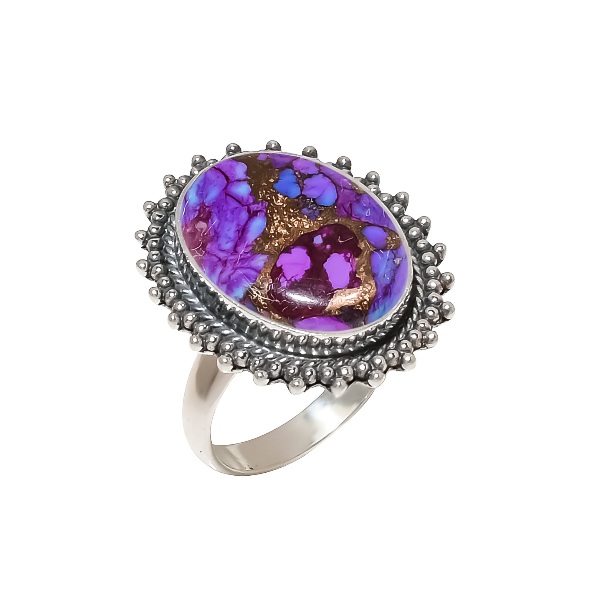 Copper Purple Turquoise 925 Sterling Silver Ring