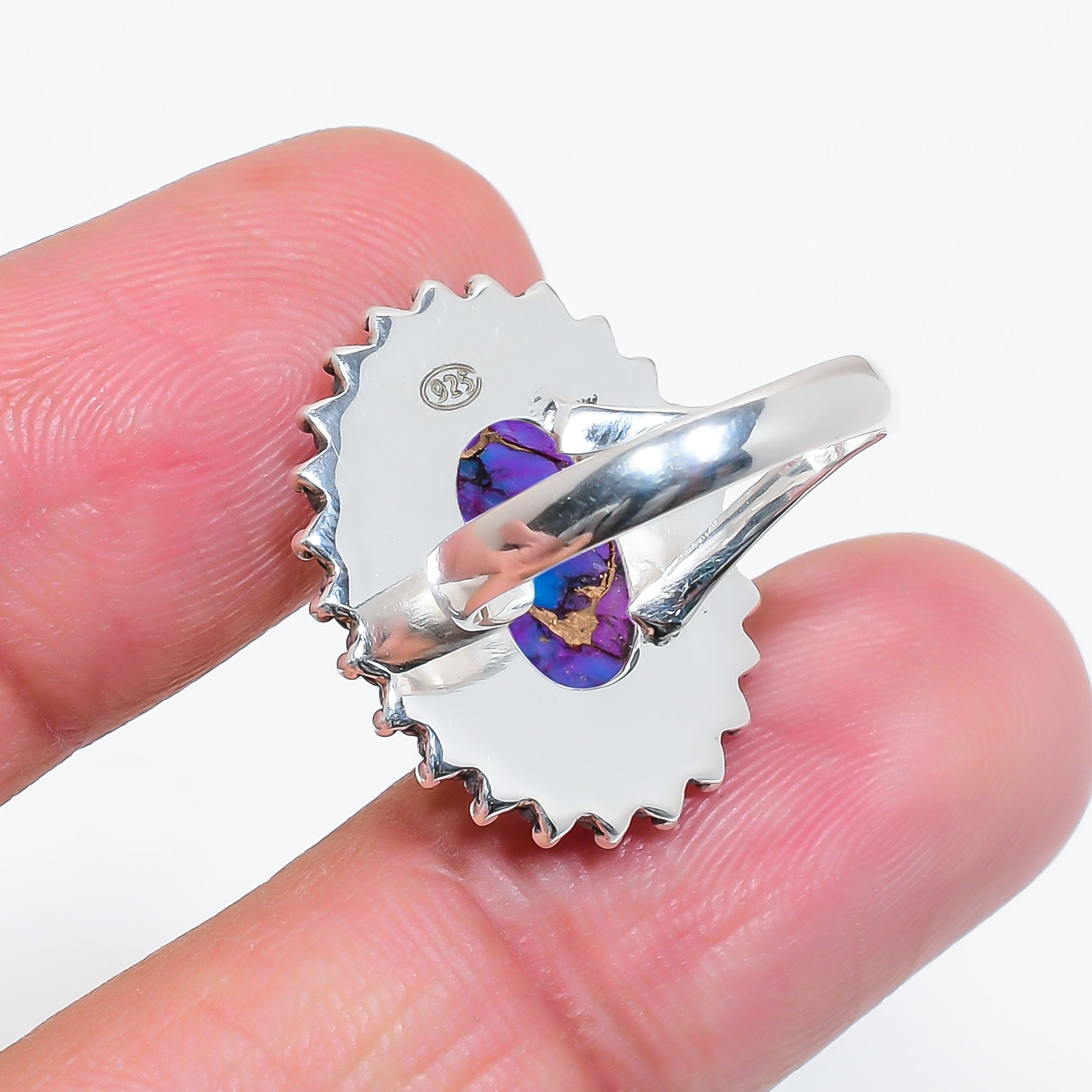 Copper Purple Turquoise 925 Sterling Silver Ring