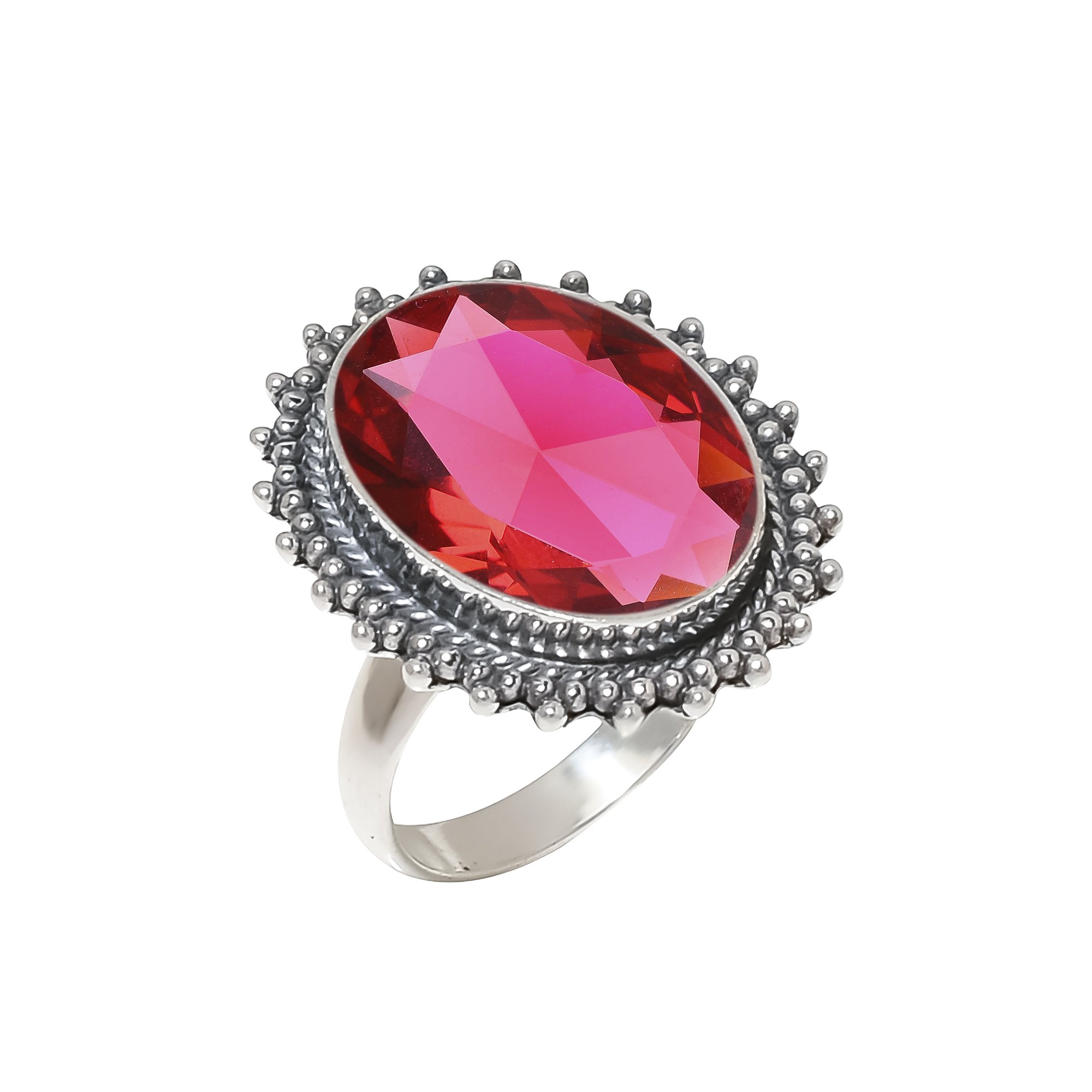 Pink Rubellite Tourmaline - Simulated 925 Sterling Silver Ring