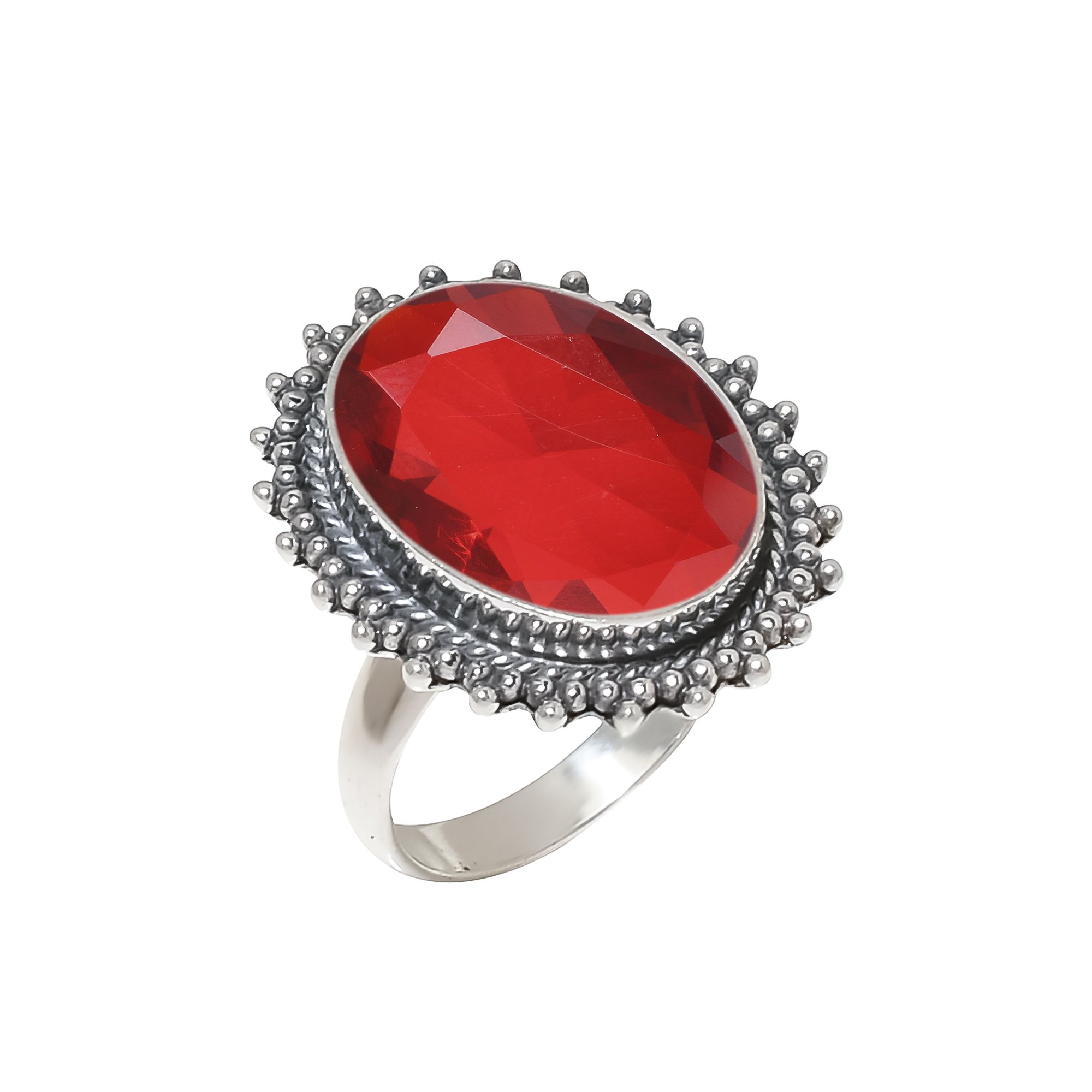 Red Garnet - Simulated 925 Sterling Silver Ring