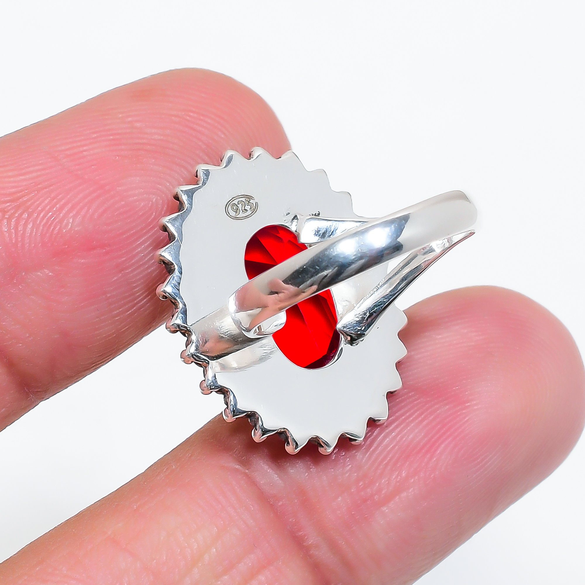 Red Garnet - Simulated 925 Sterling Silver Ring