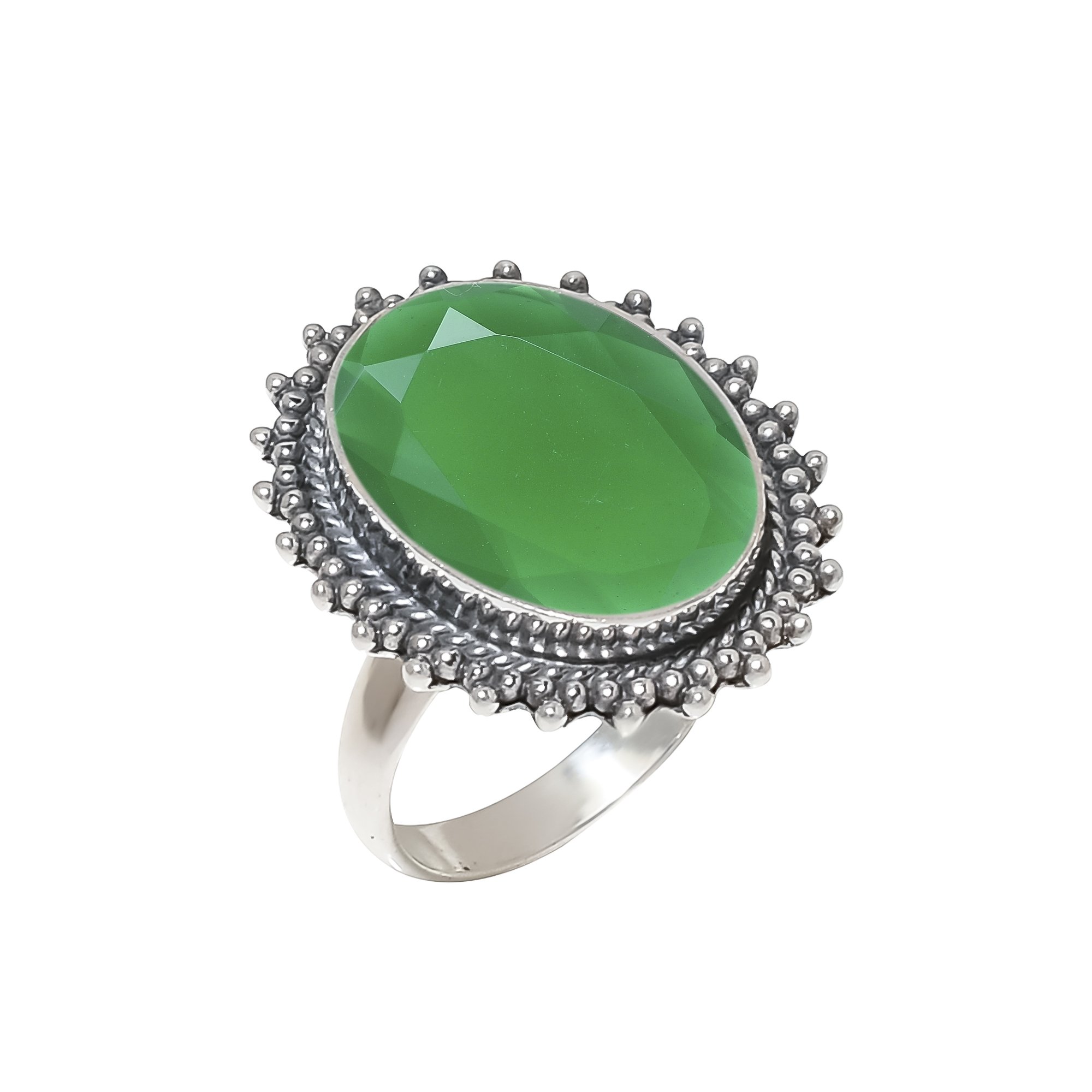 Emerald Simulated 925 Sterling Silver Ring