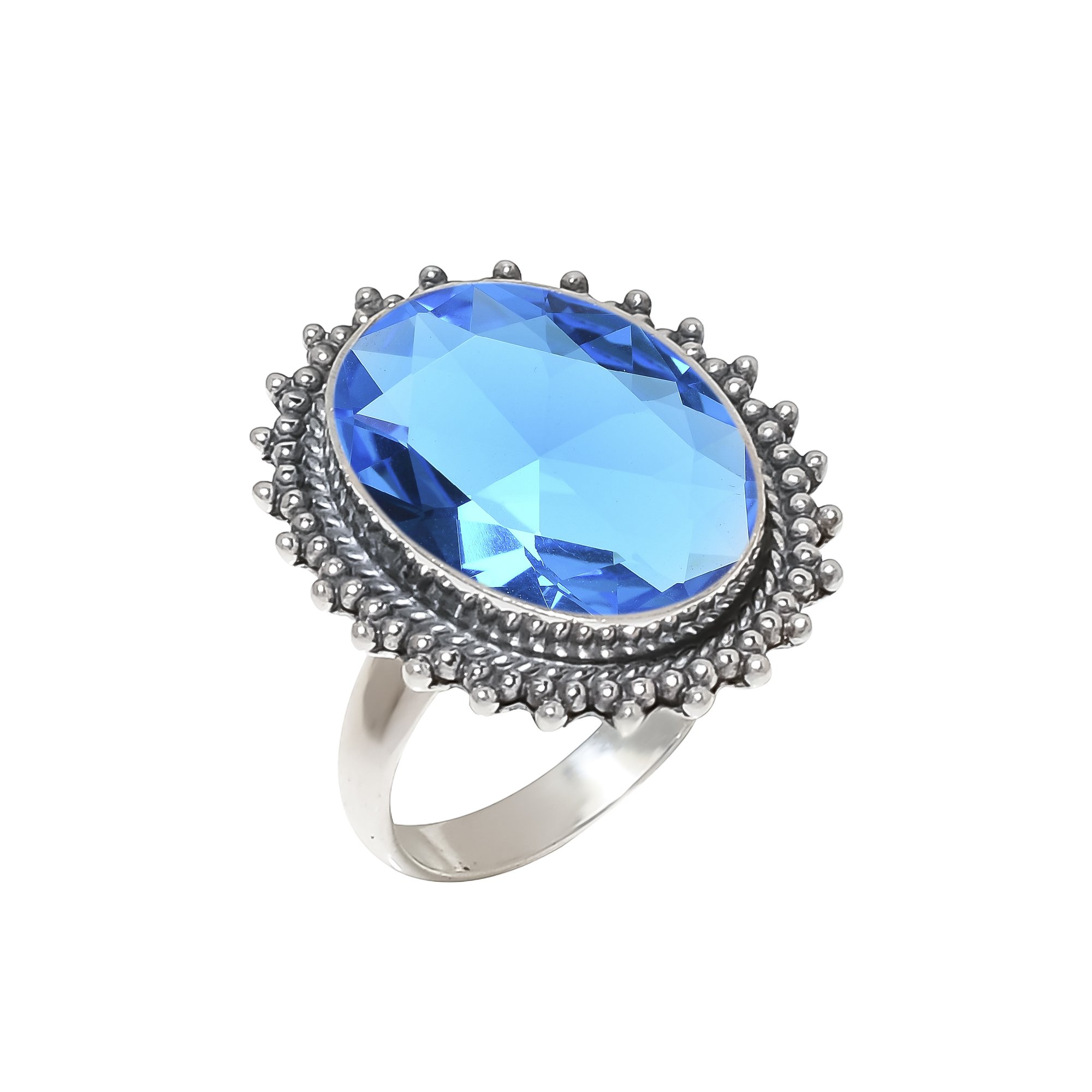 Swiss Blue Topaz - Simulated 925 Sterling Silver Ring