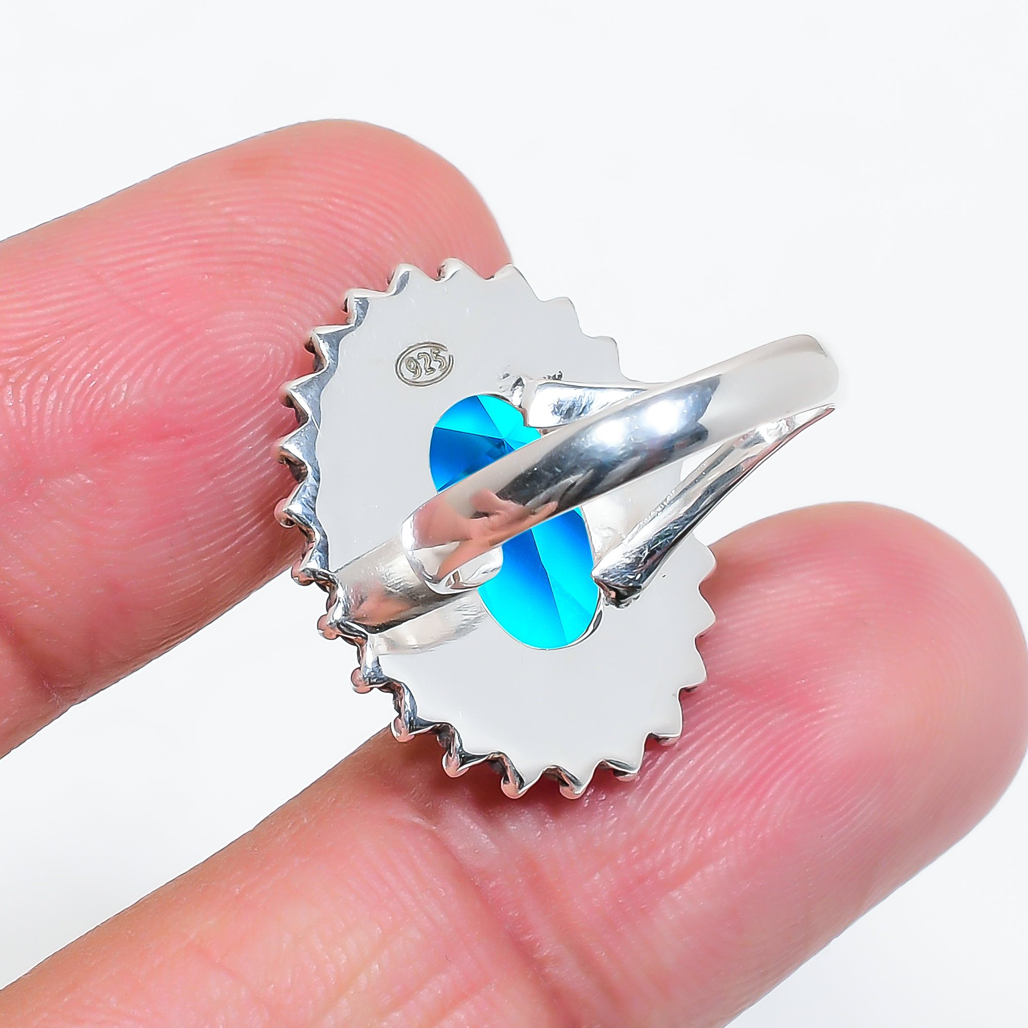 Swiss Blue Topaz - Simulated 925 Sterling Silver Ring