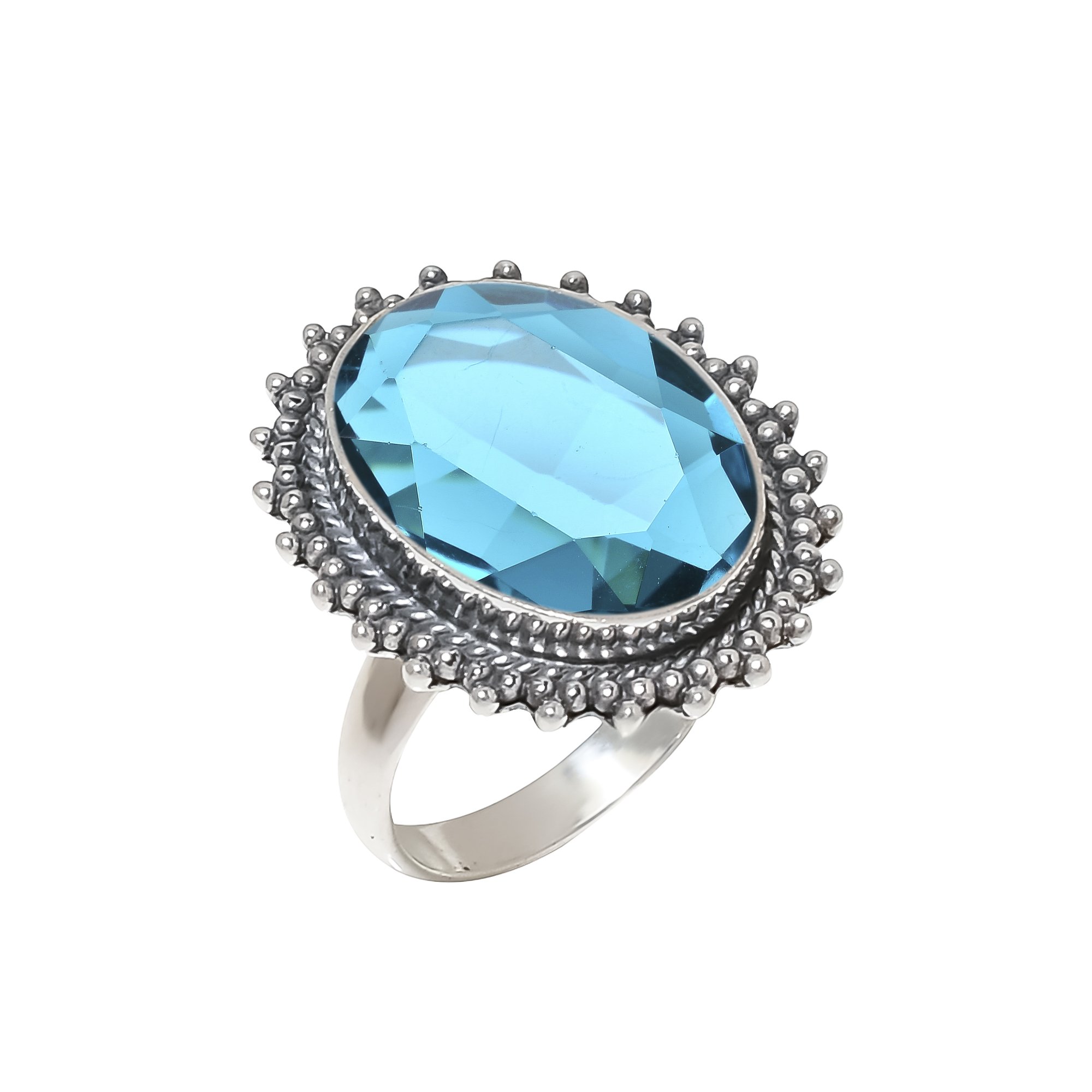Teal Tourmaline - Simulated 925 Sterling Silver Ring