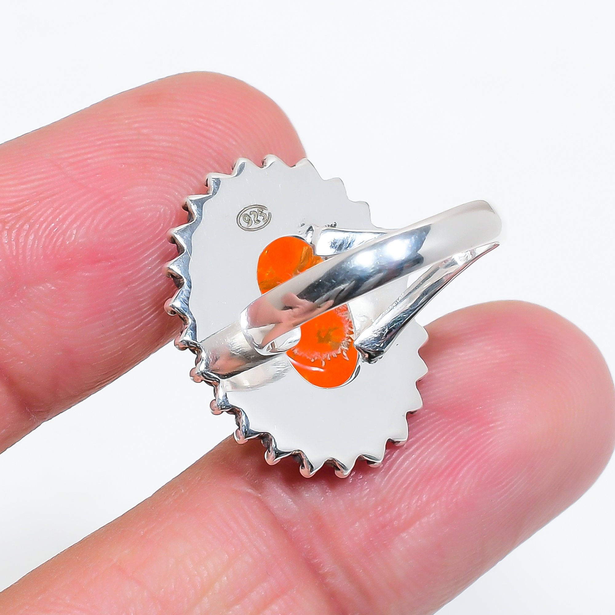 Red Copper Red Turquoise - Simulated 925 Sterling Silver Ring