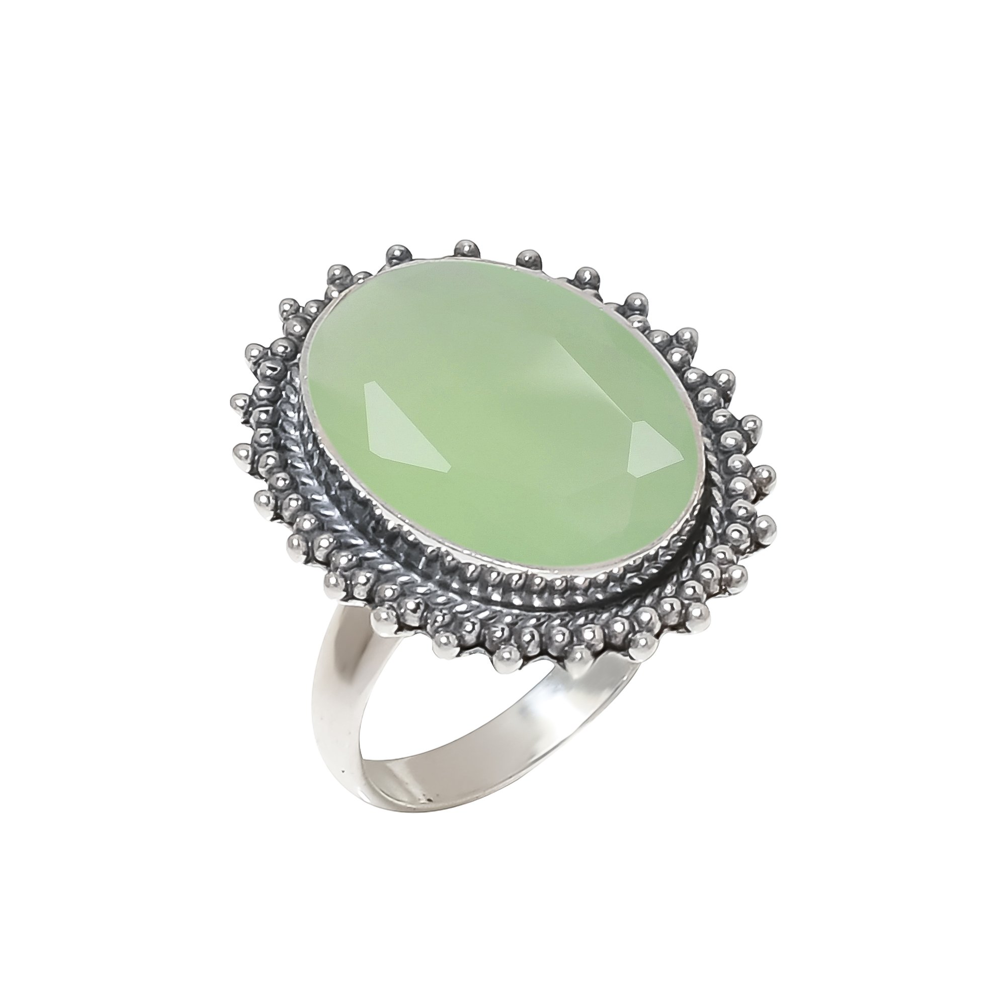 Green Chalcedony - Simulated 925 Sterling Silver Ring