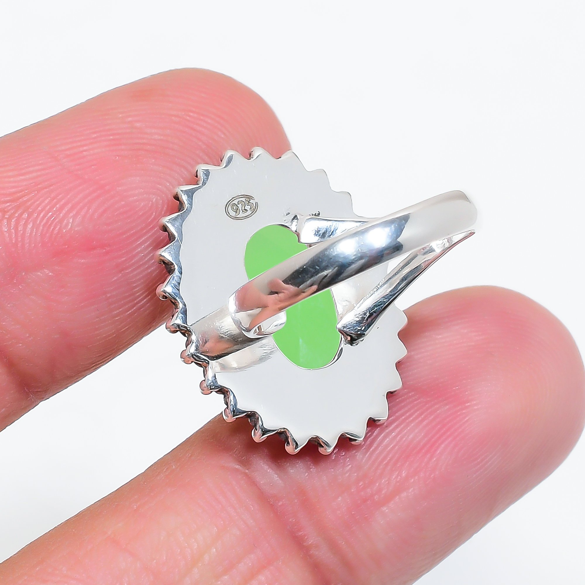 Green Chalcedony - Simulated 925 Sterling Silver Ring