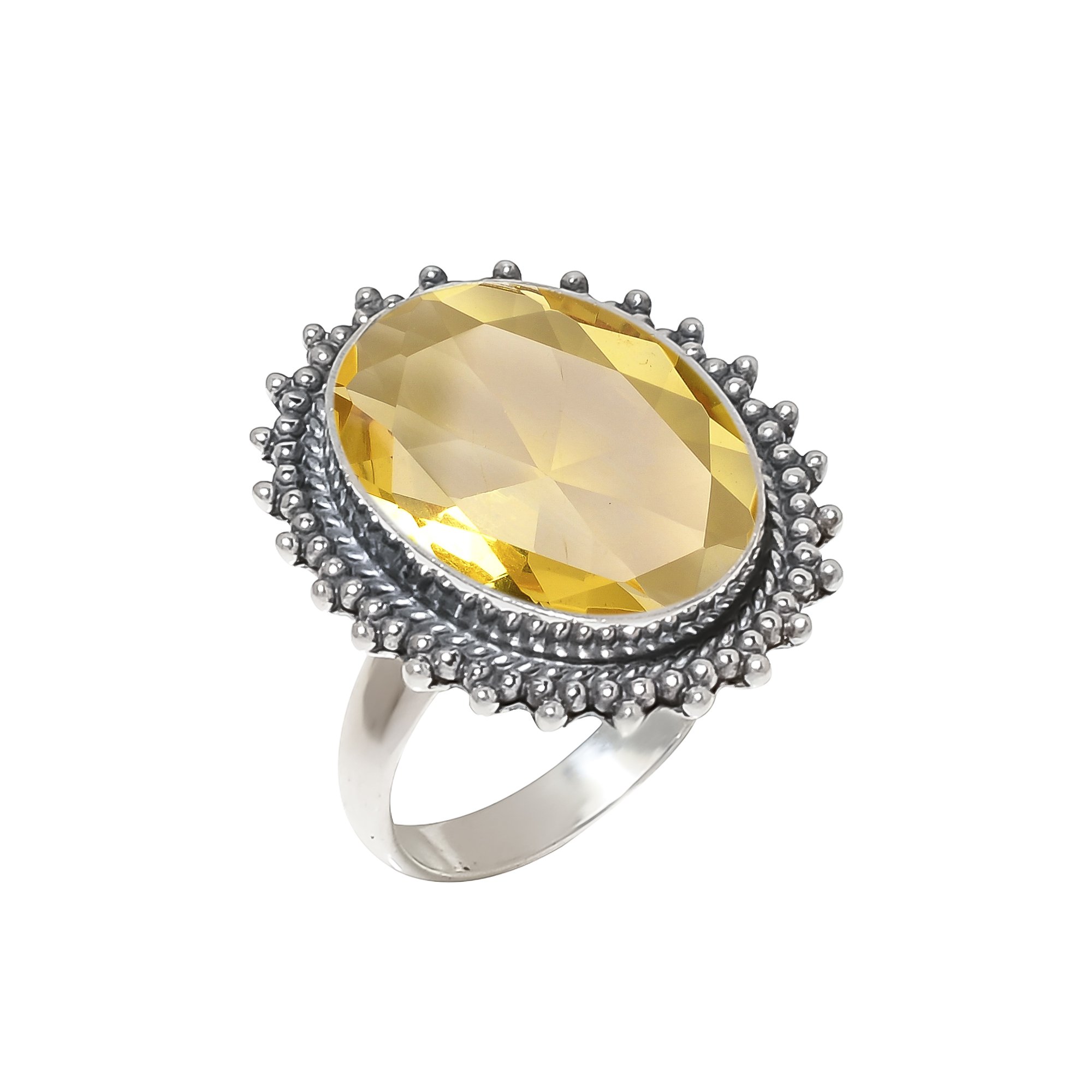 Lemon Quartz - Simulated 925 Sterling Silver Ring