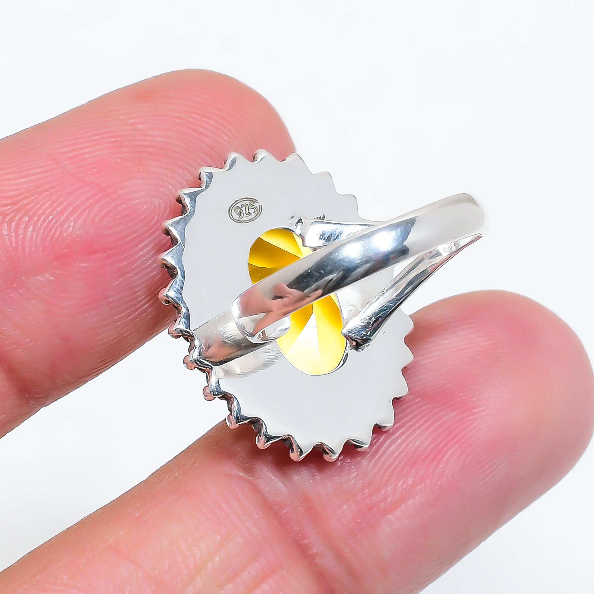 Lemon Quartz - Simulated 925 Sterling Silver Ring