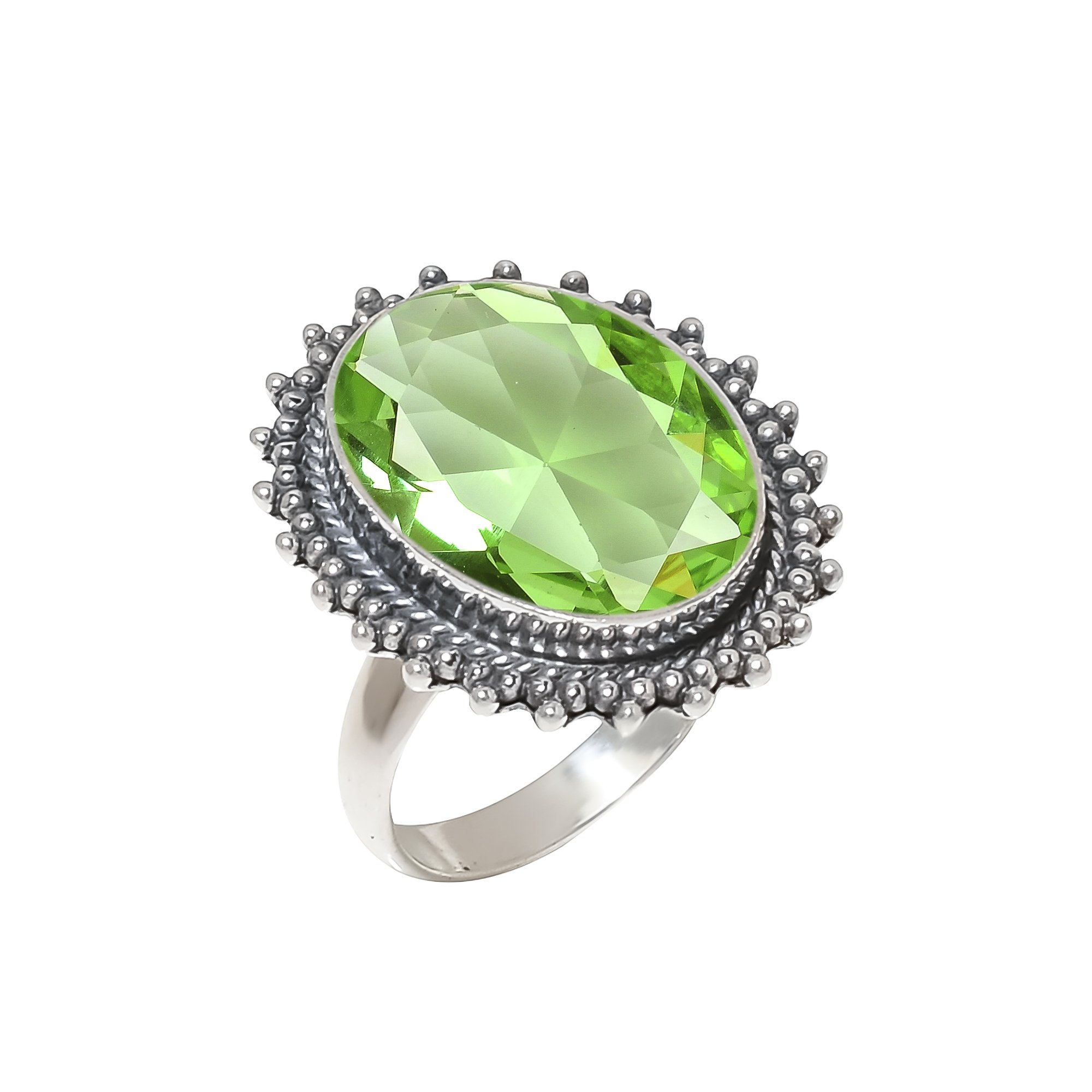 Green Amethyst - Simulated 925 Sterling Silver Ring