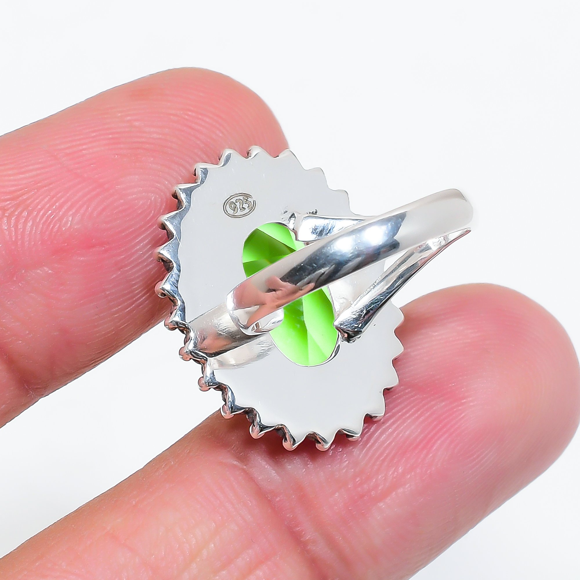 Green Amethyst - Simulated 925 Sterling Silver Ring