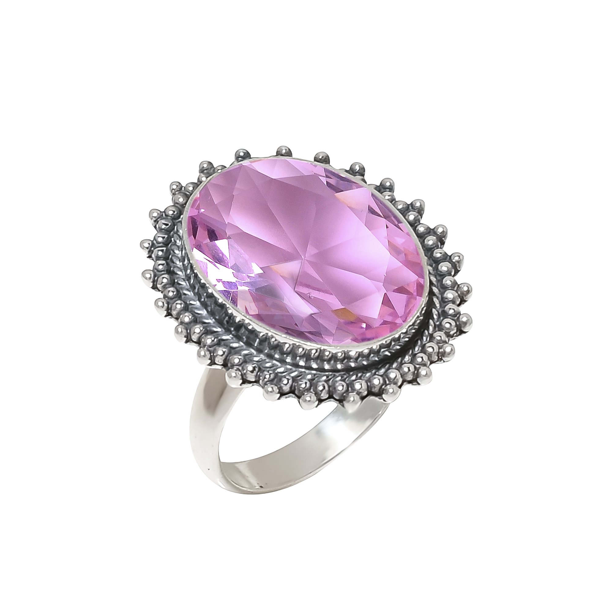Pink Kunzite - Simulated 925 Sterling Silver Ring