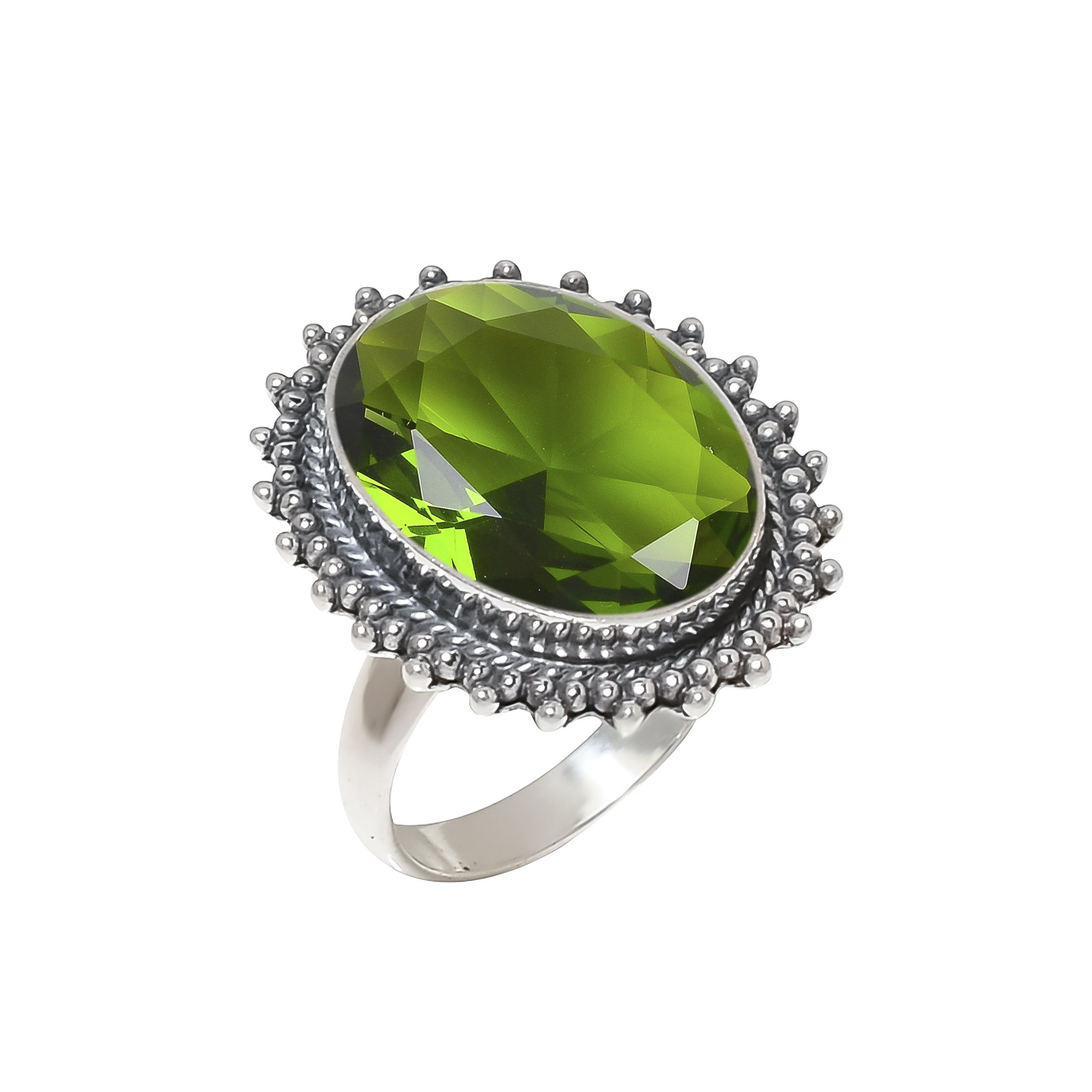 Peridot - Simulated 925 Sterling Silver Ring
