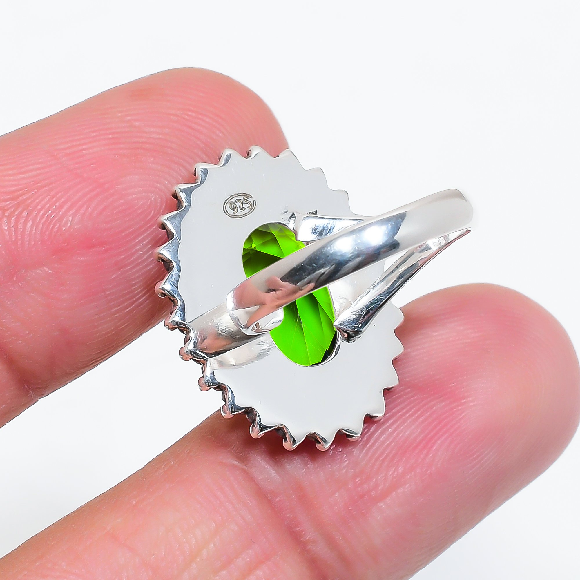 Peridot - Simulated 925 Sterling Silver Ring
