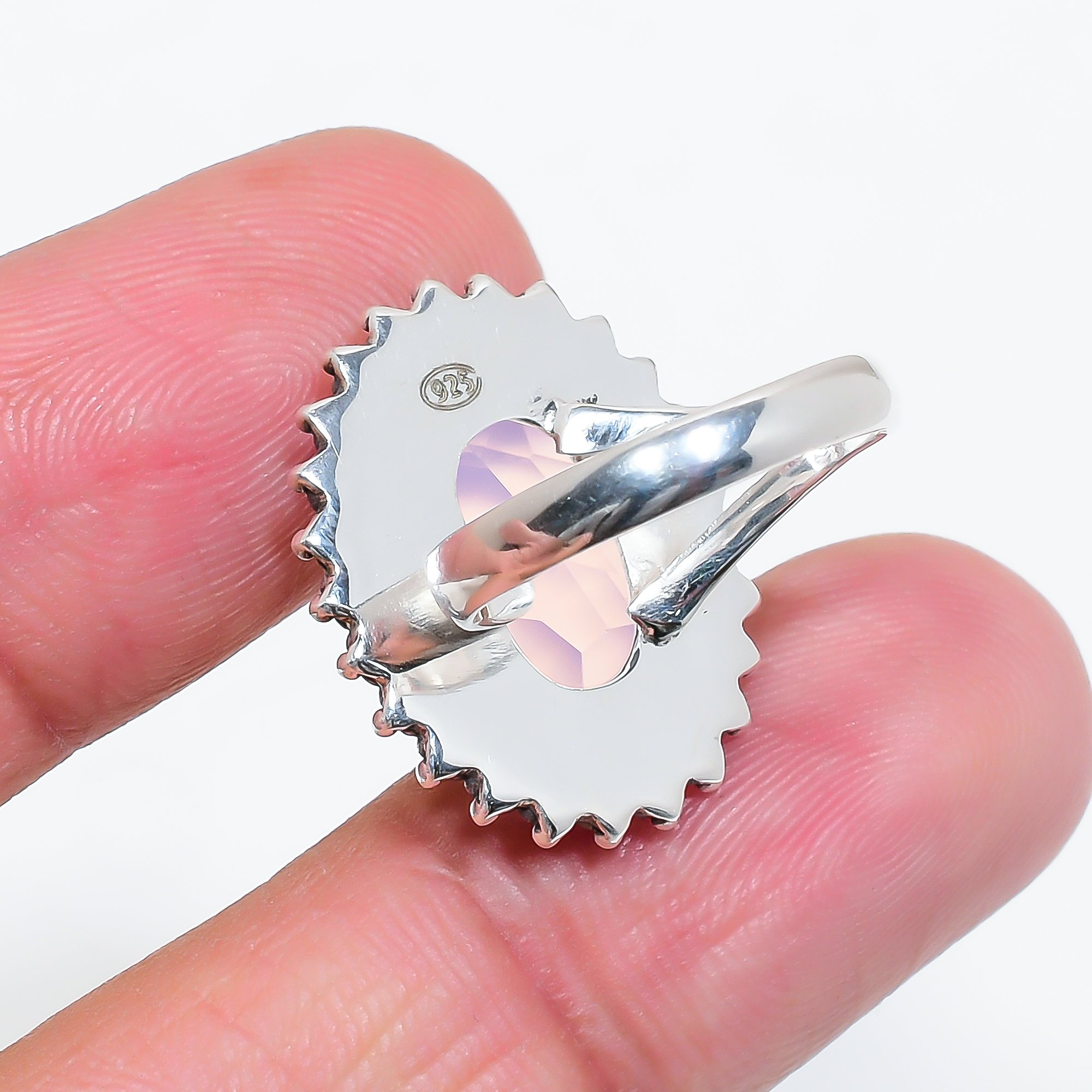 Milky Pink Opal - Simulated 925 Sterling Silver Ring