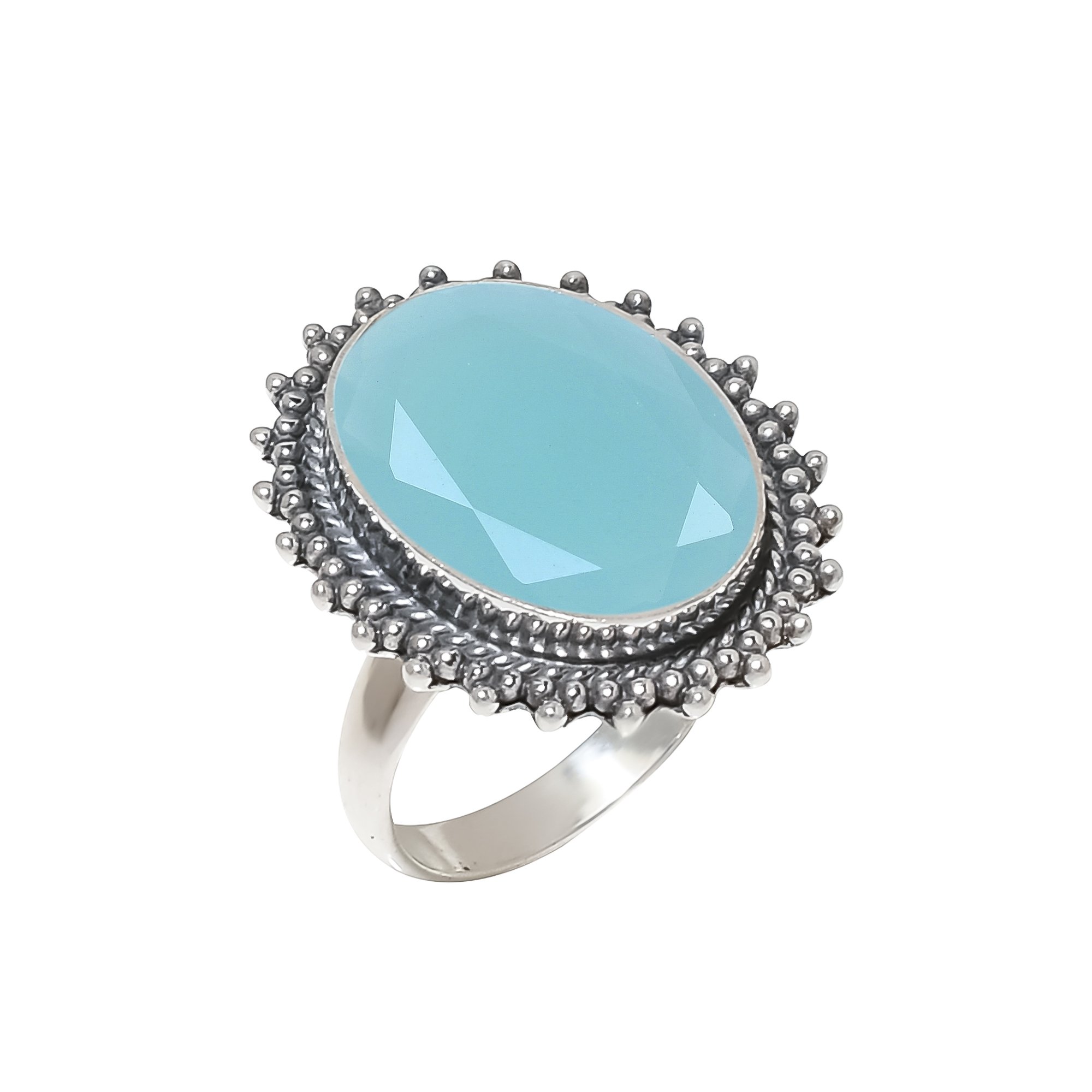 Aqua Chalcedony - Simulated 925 Sterling Silver Ring