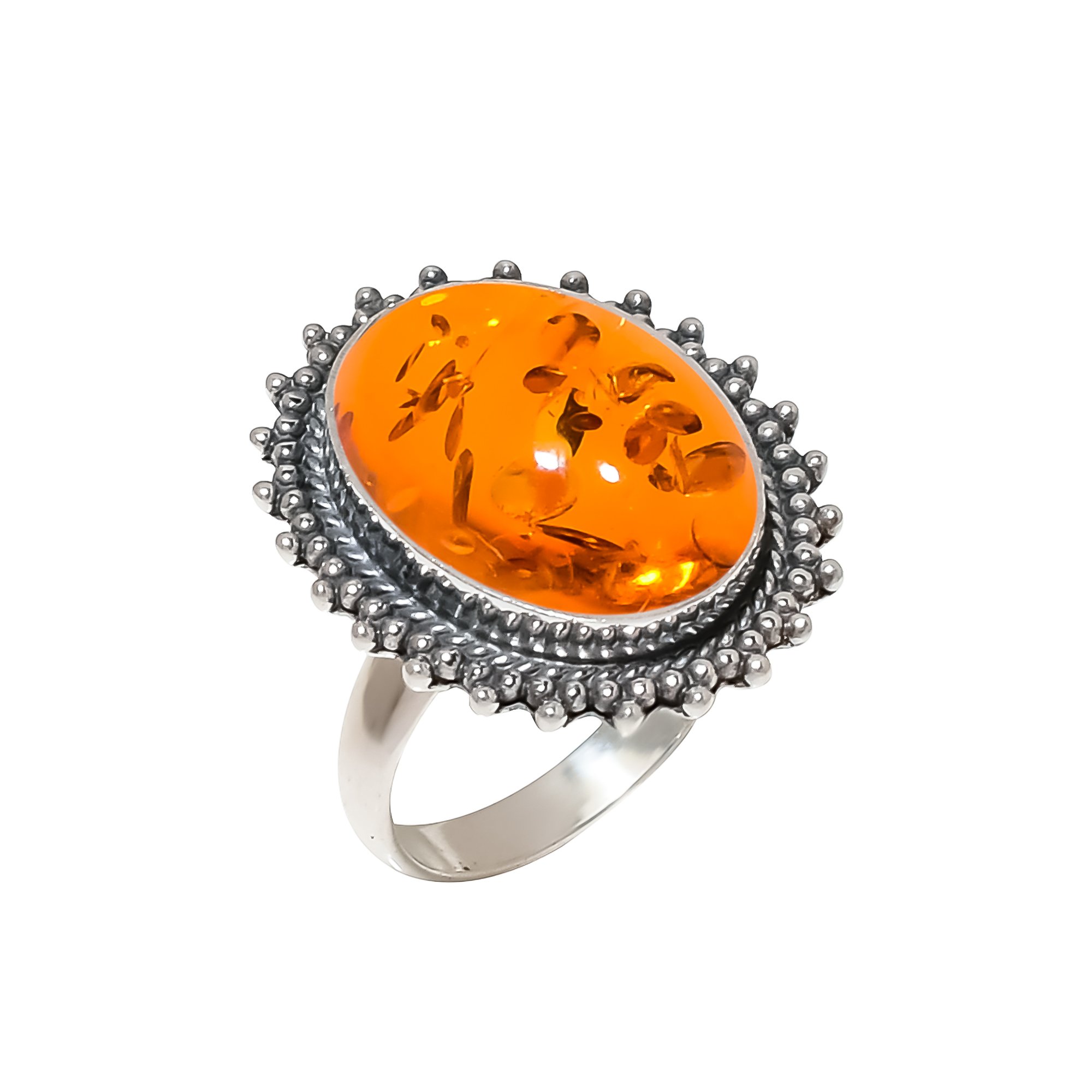 Amber - Simulated 925 Sterling Silver Ring