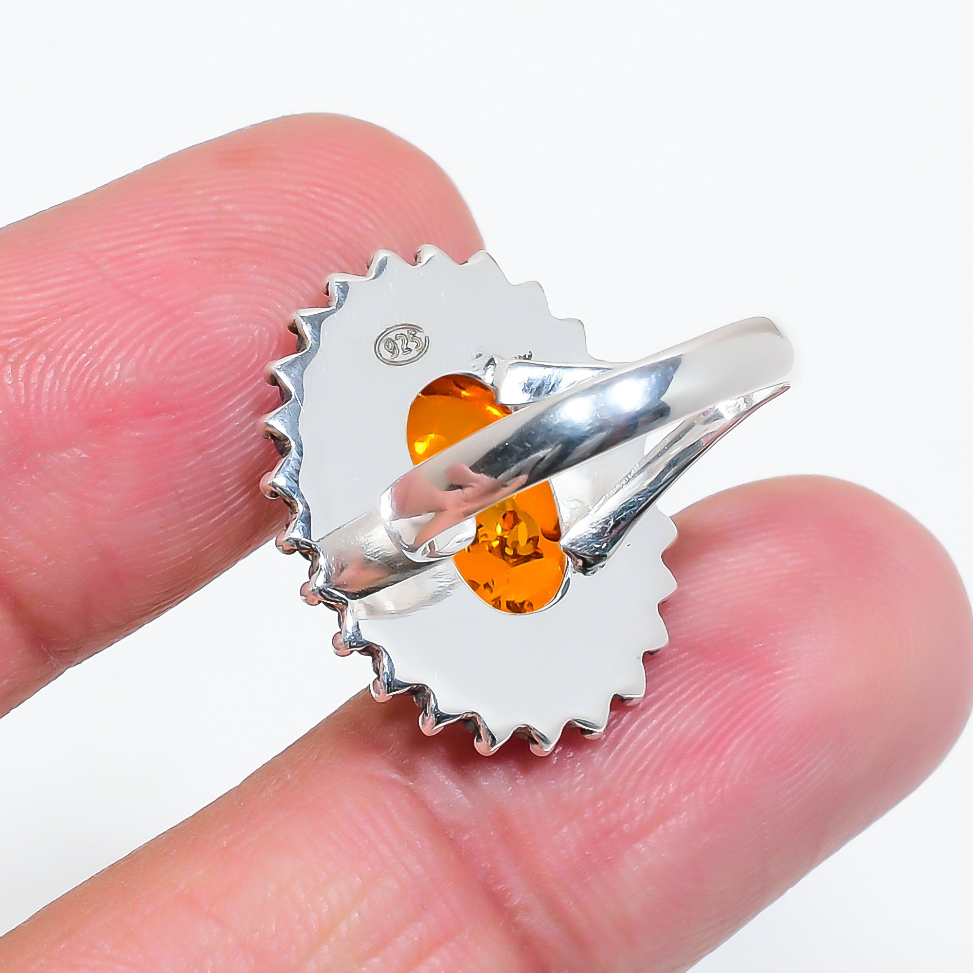 Amber - Simulated 925 Sterling Silver Ring