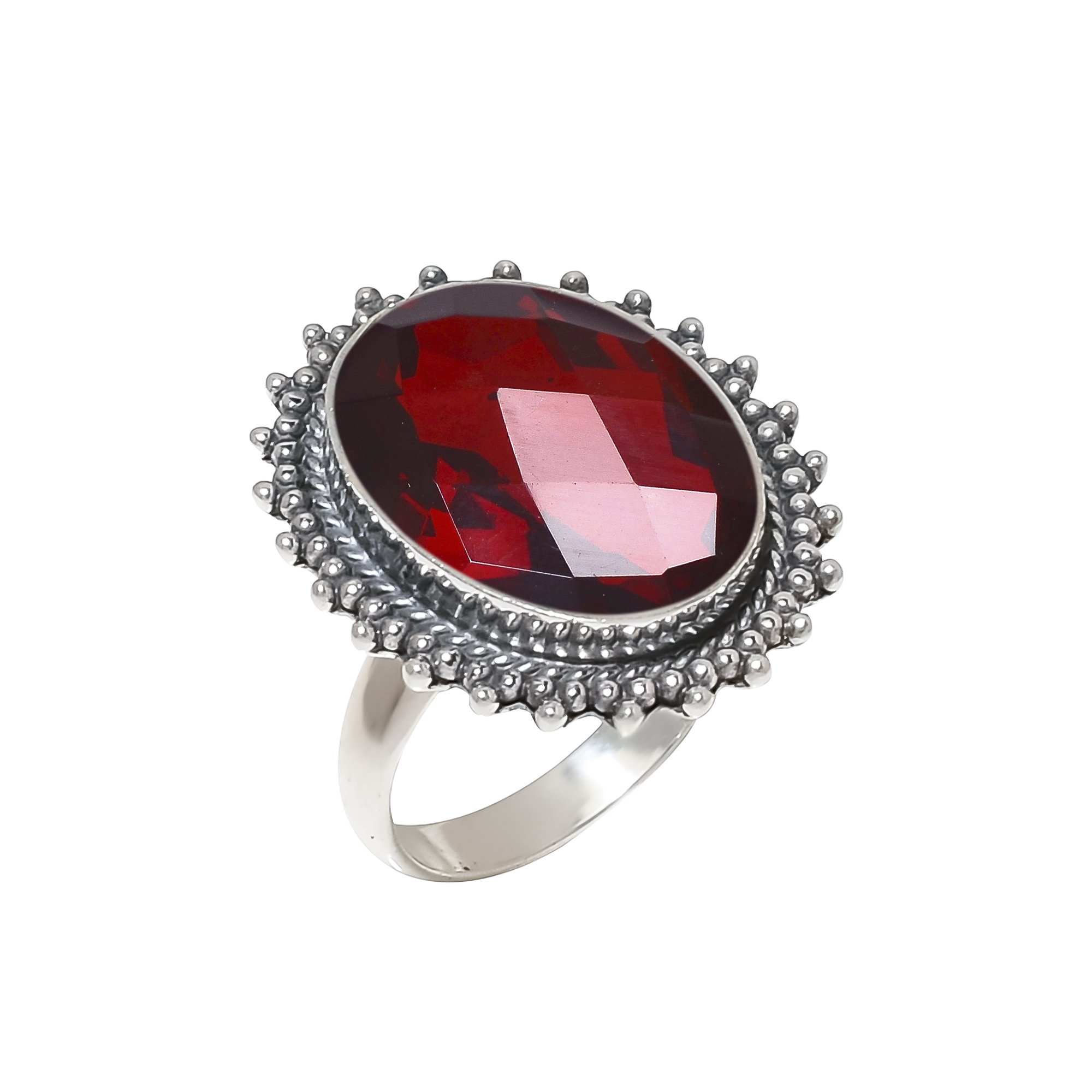 Red Garnet - Simulated 925 Sterling Silver Ring