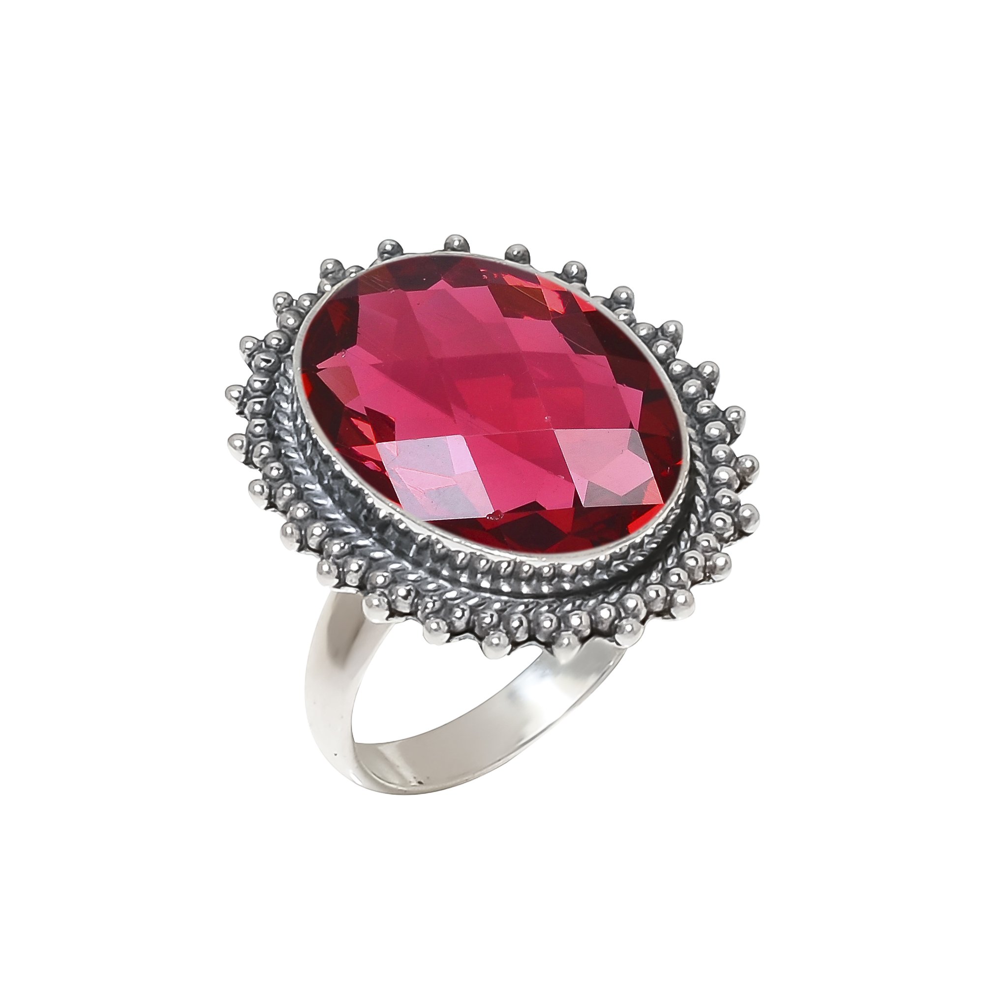 Pink Rubellite Tourmaline - Simulated 925 Sterling Silver Ring