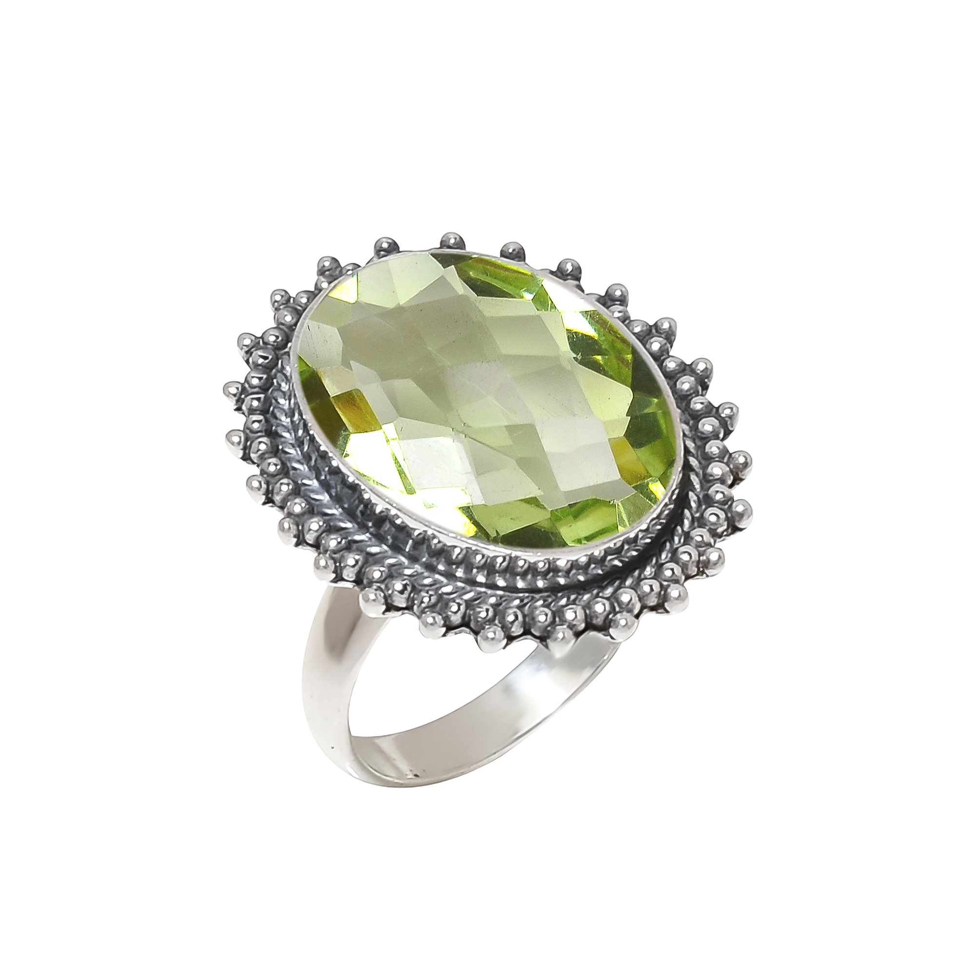 Green Amethyst - Simulated 925 Sterling Silver Ring