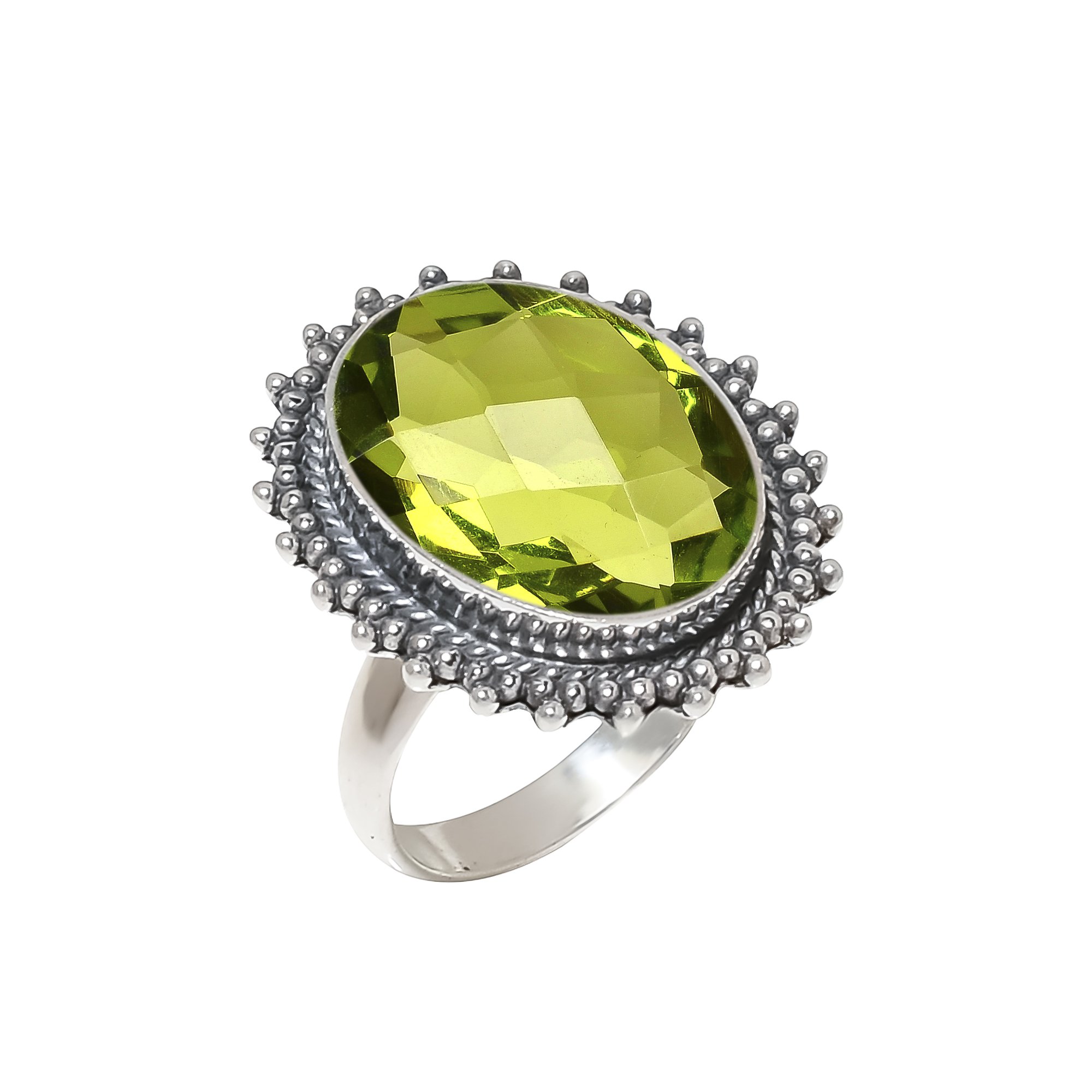 Peridot - Simulated 925 Sterling Silver Ring