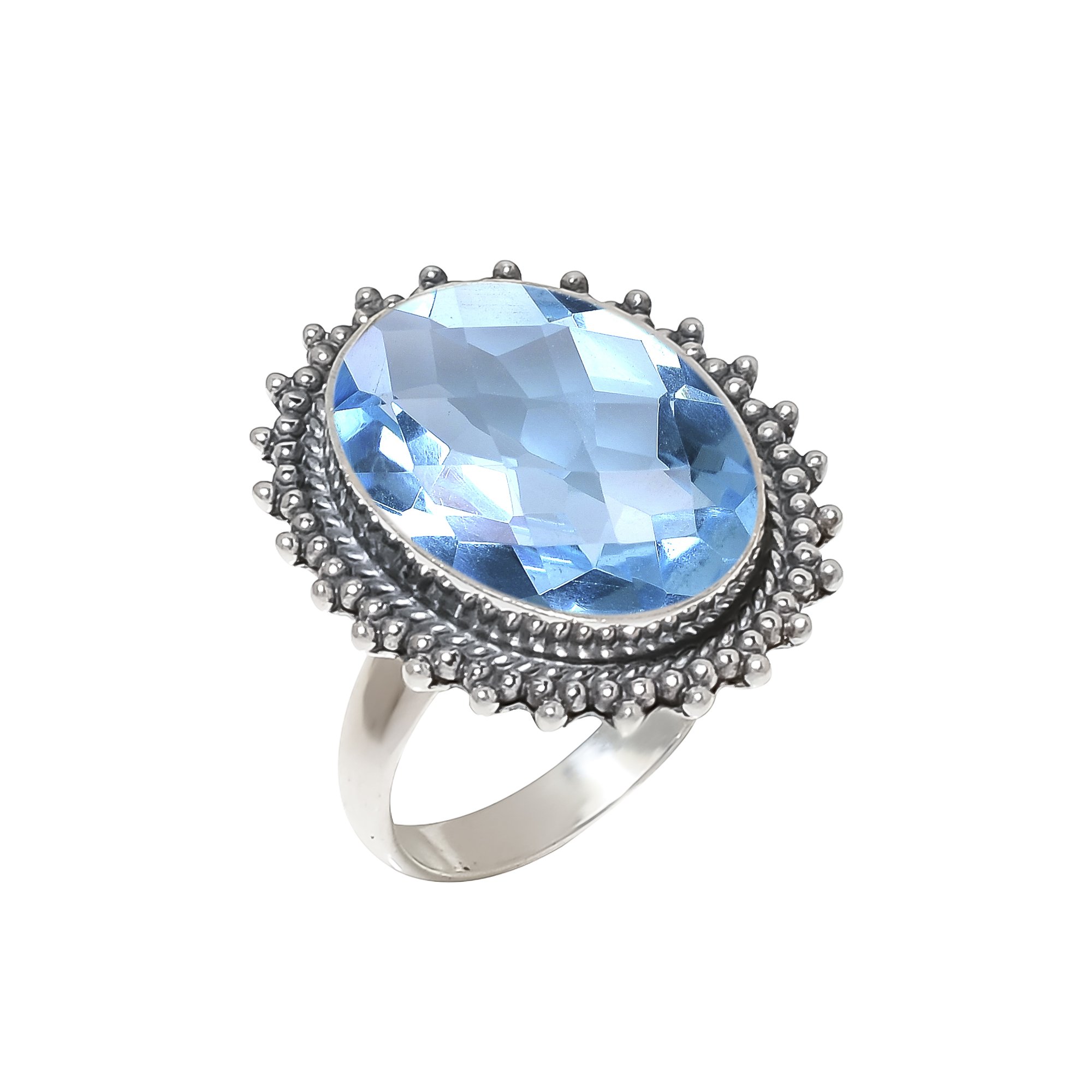 Blue Topaz - Simulated 925 Sterling Silver Ring