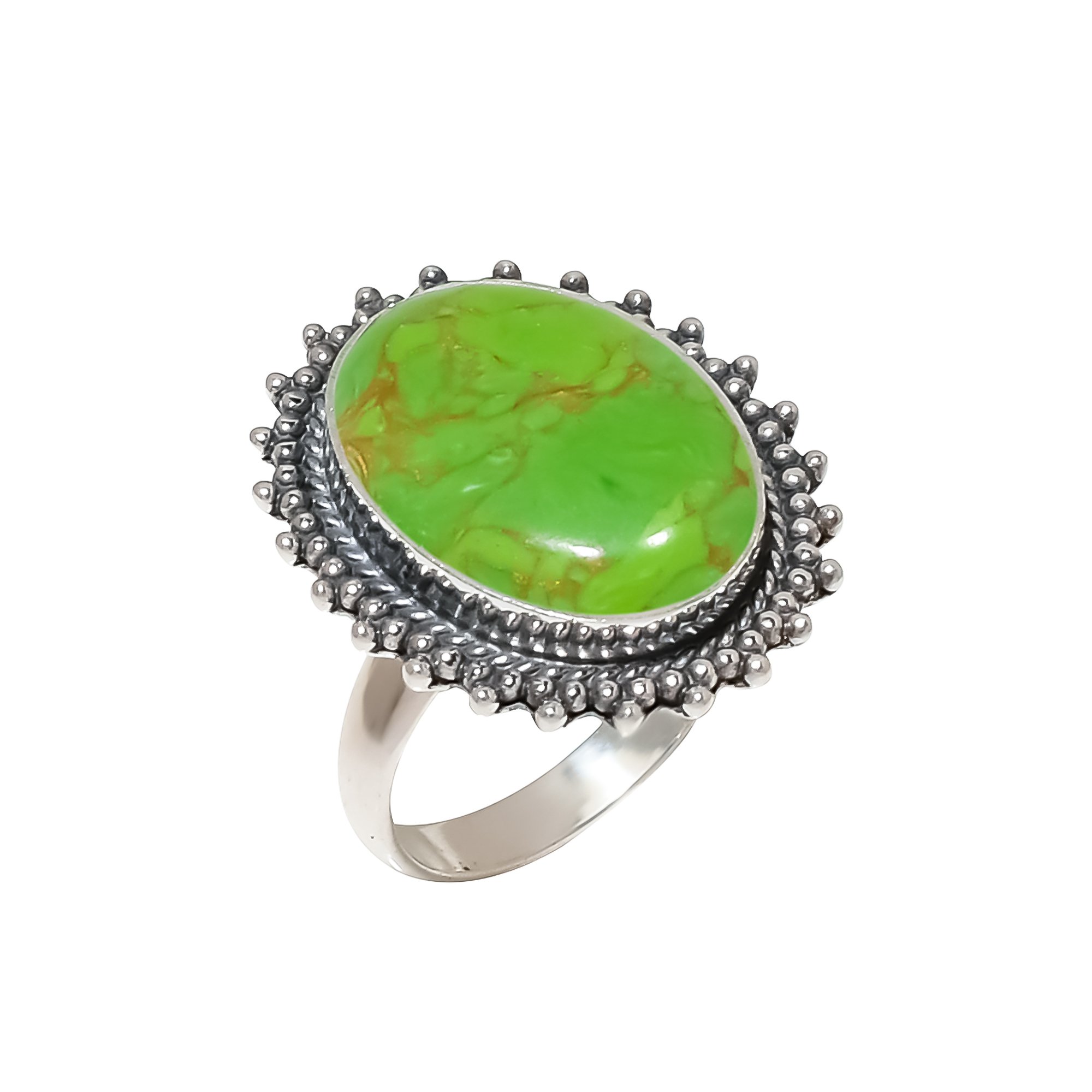 Copper Green Turquoise - Simulated 925 Sterling Silver Ring
