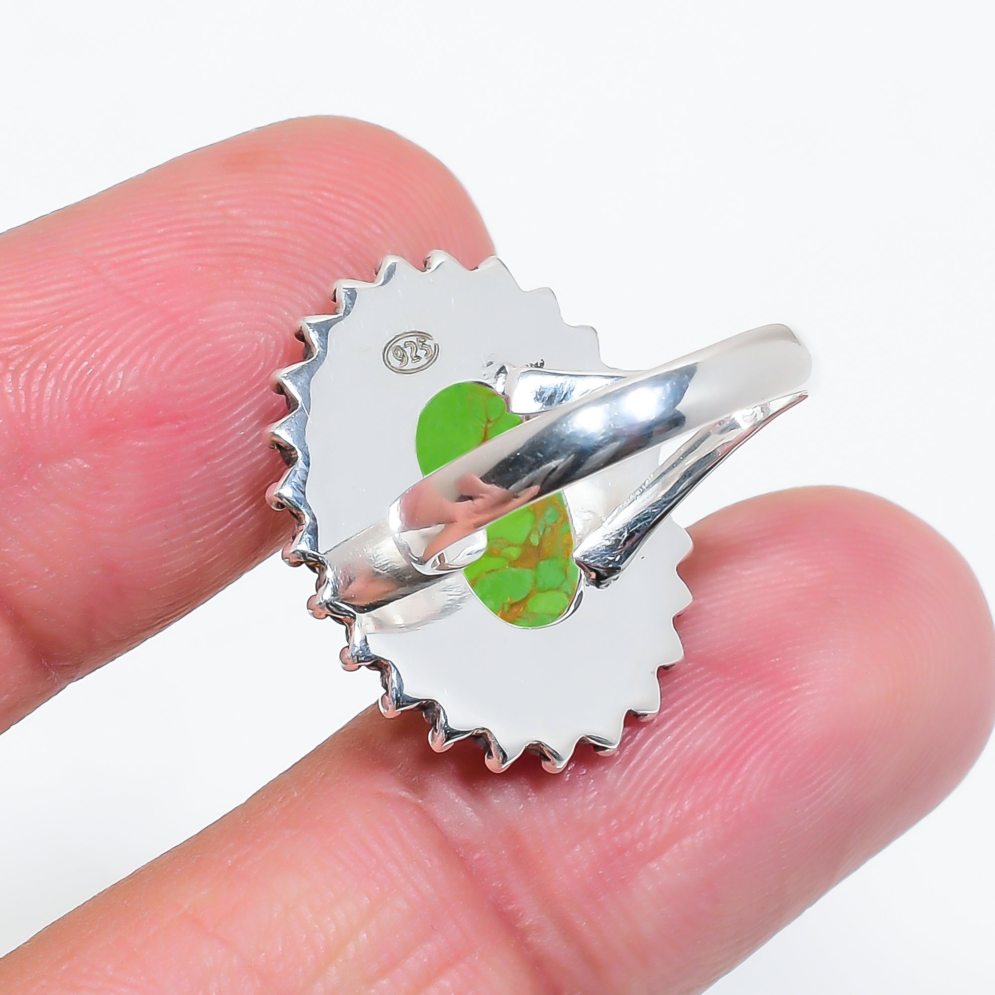 Copper Green Turquoise - Simulated 925 Sterling Silver Ring