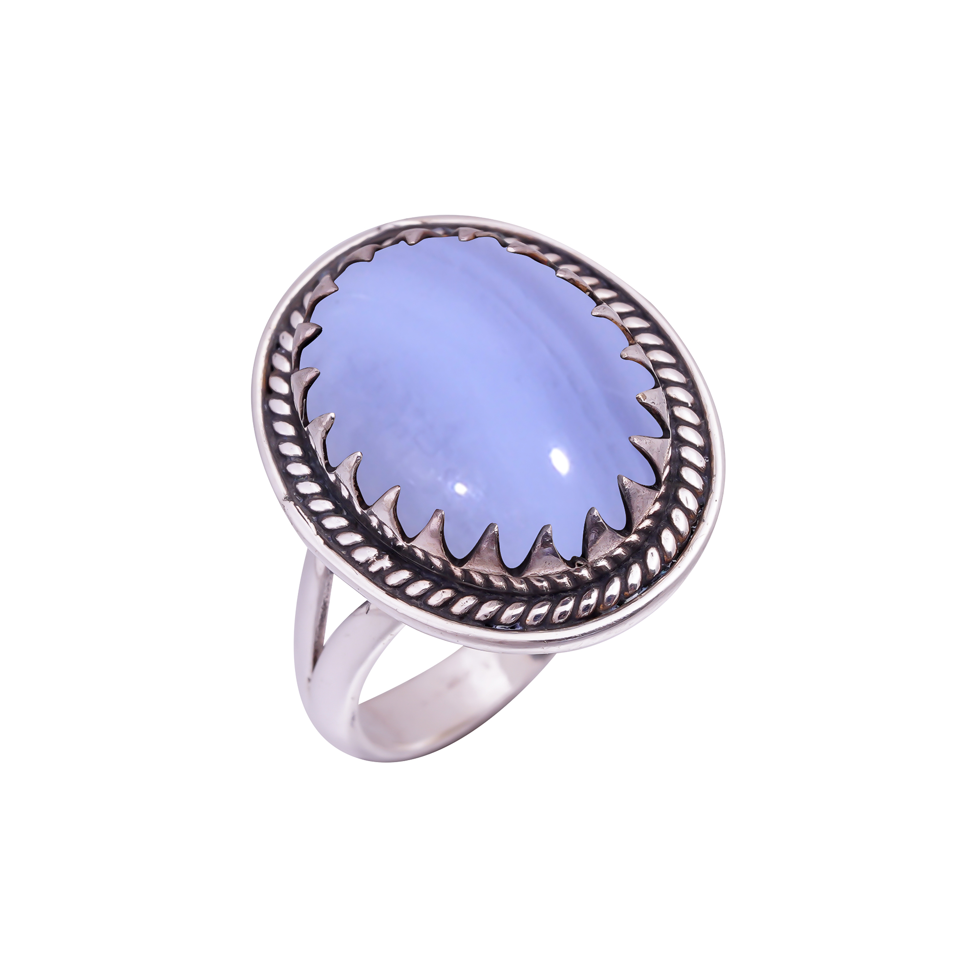 Blue Lace Agate - Namibia Gemstone 925 Sterling Silver Ring