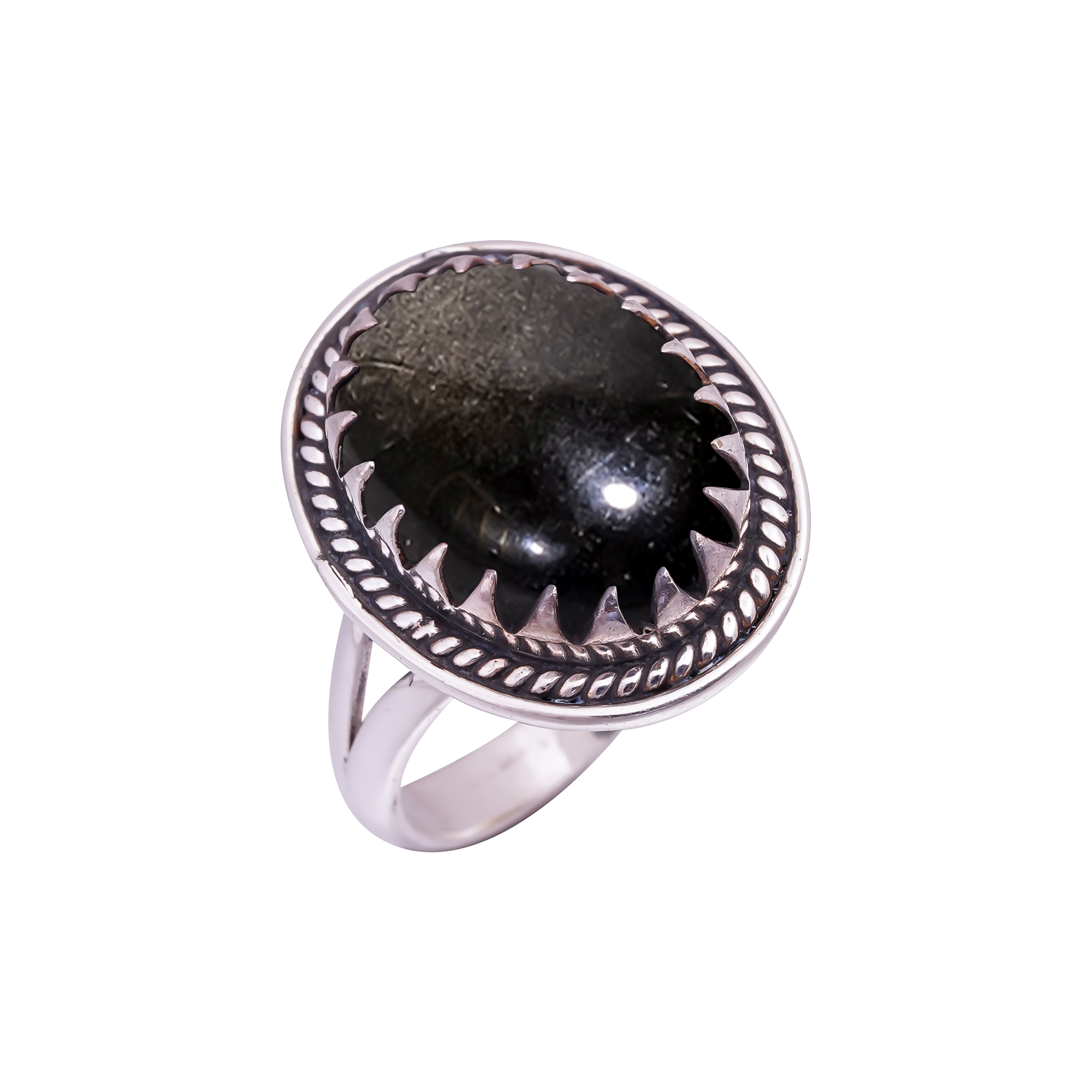 Golden Sheen Obsidian - Mexico Gemstone 925 Sterling Silver Ring