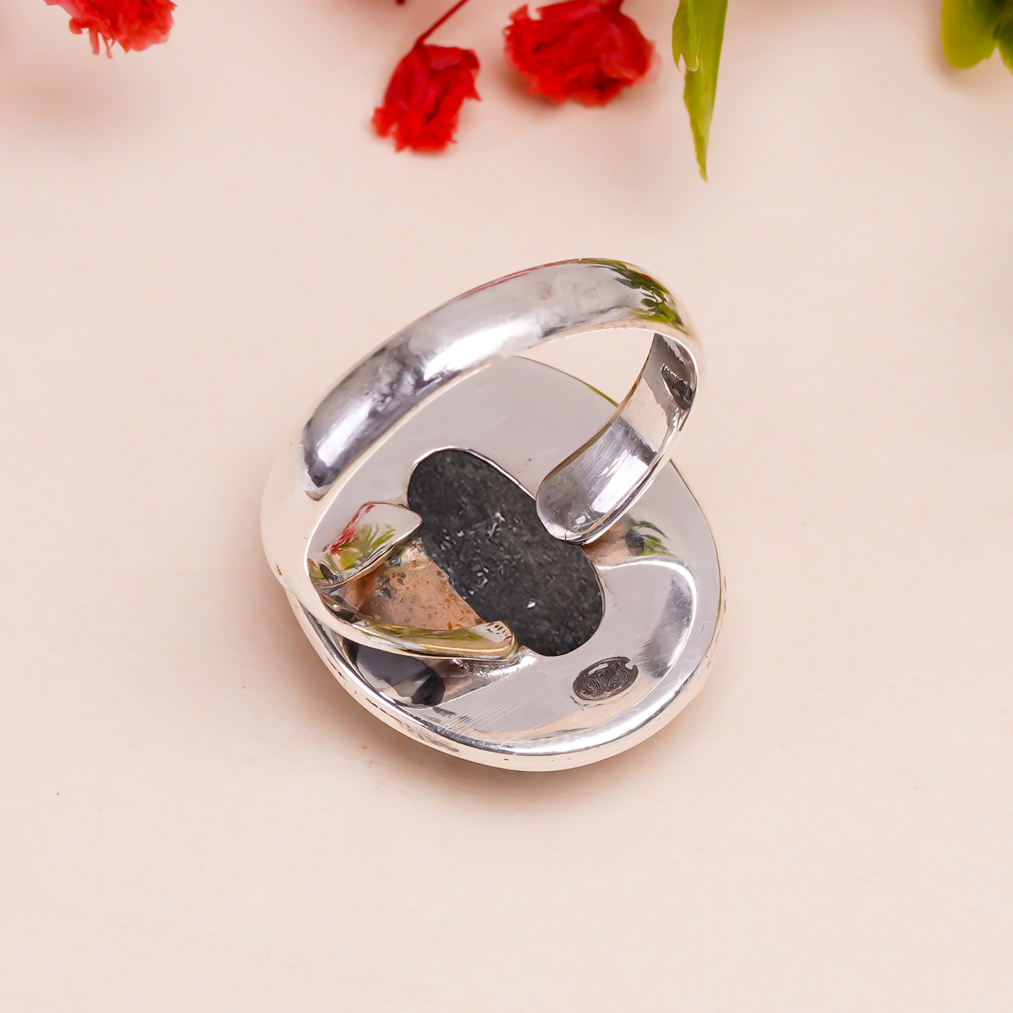 Golden Sheen Obsidian - Mexico Gemstone 925 Sterling Silver Ring