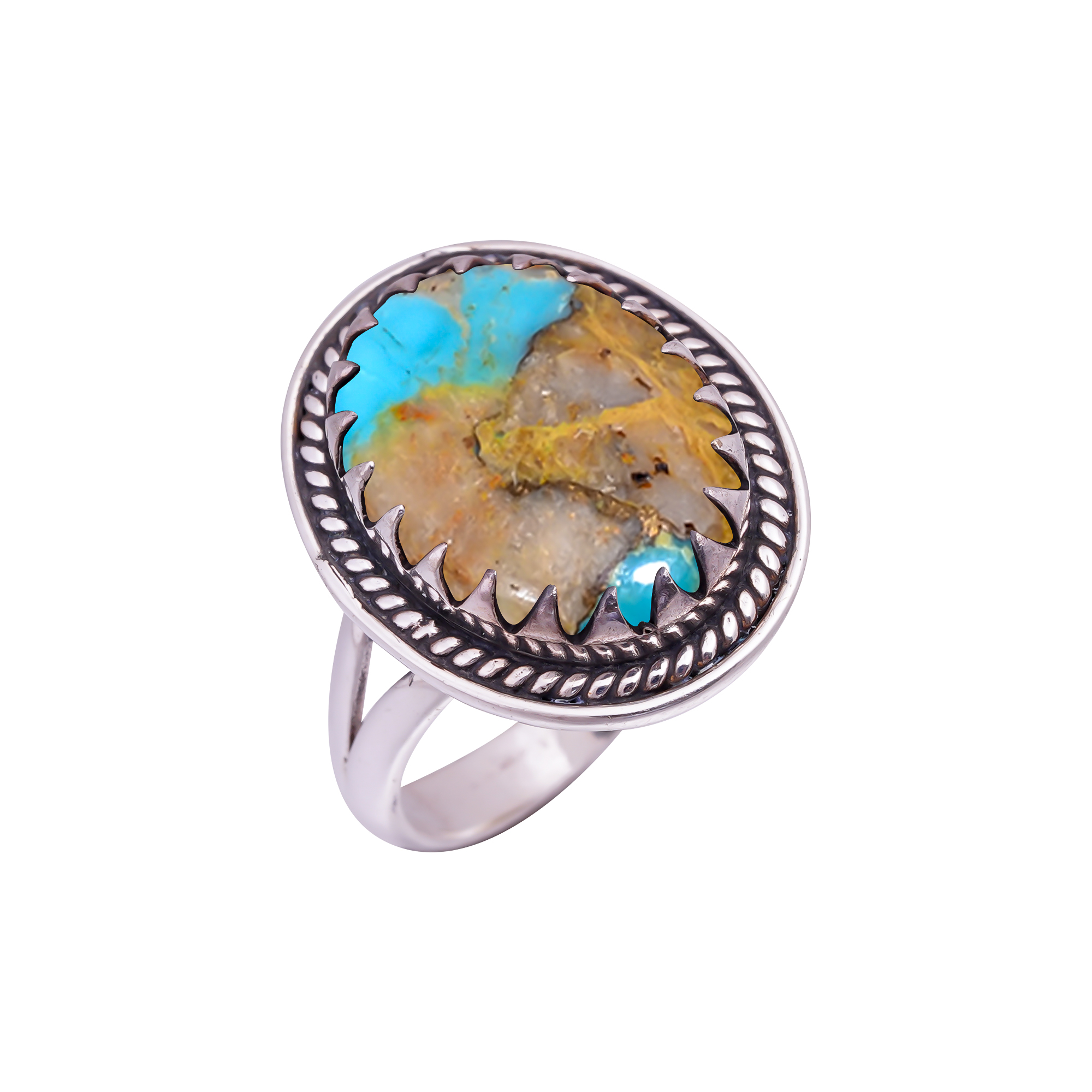 Copper Turquoise - Pilot Mountain Gemstone 925 Sterling Silver Ring