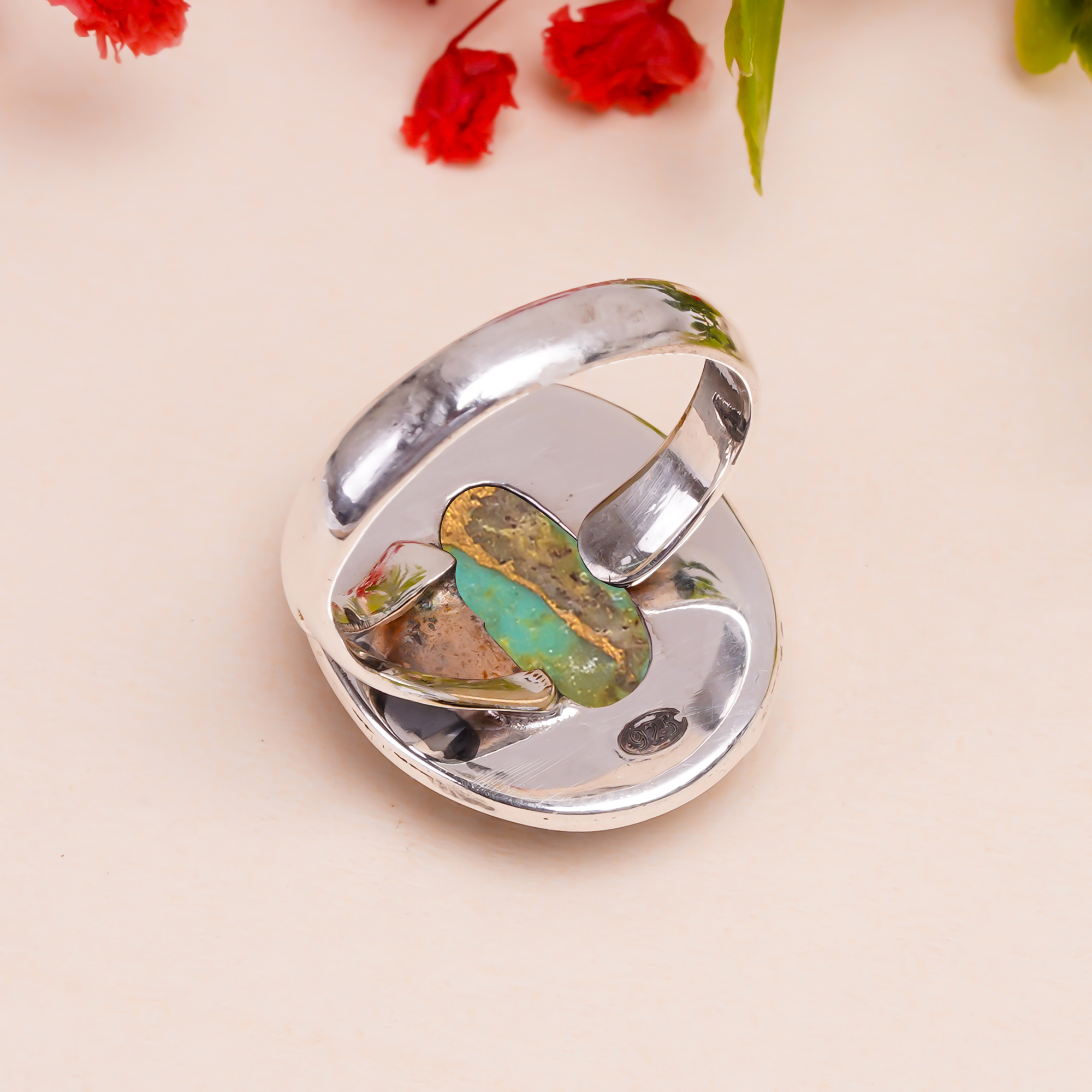 Copper Turquoise - Pilot Mountain Gemstone 925 Sterling Silver Ring