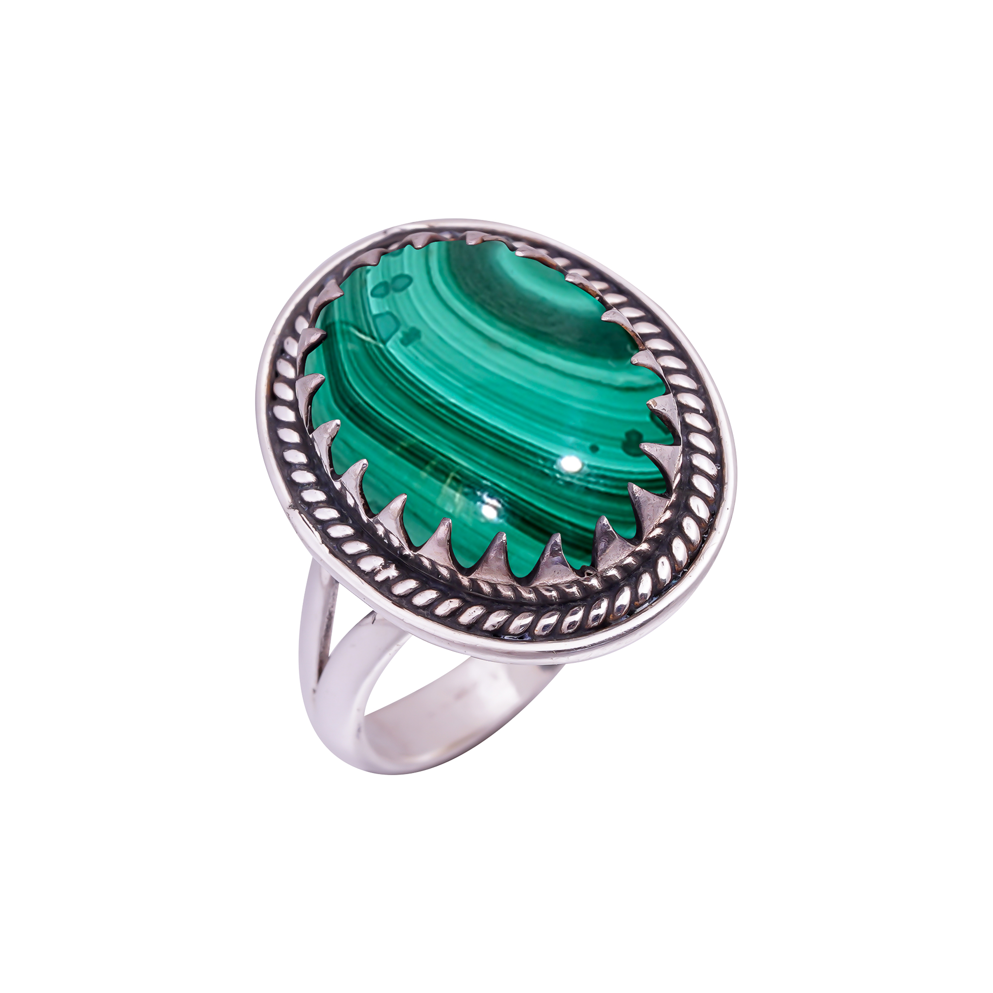 Malachite - Congo Gemstone 925 Sterling Silver Ring