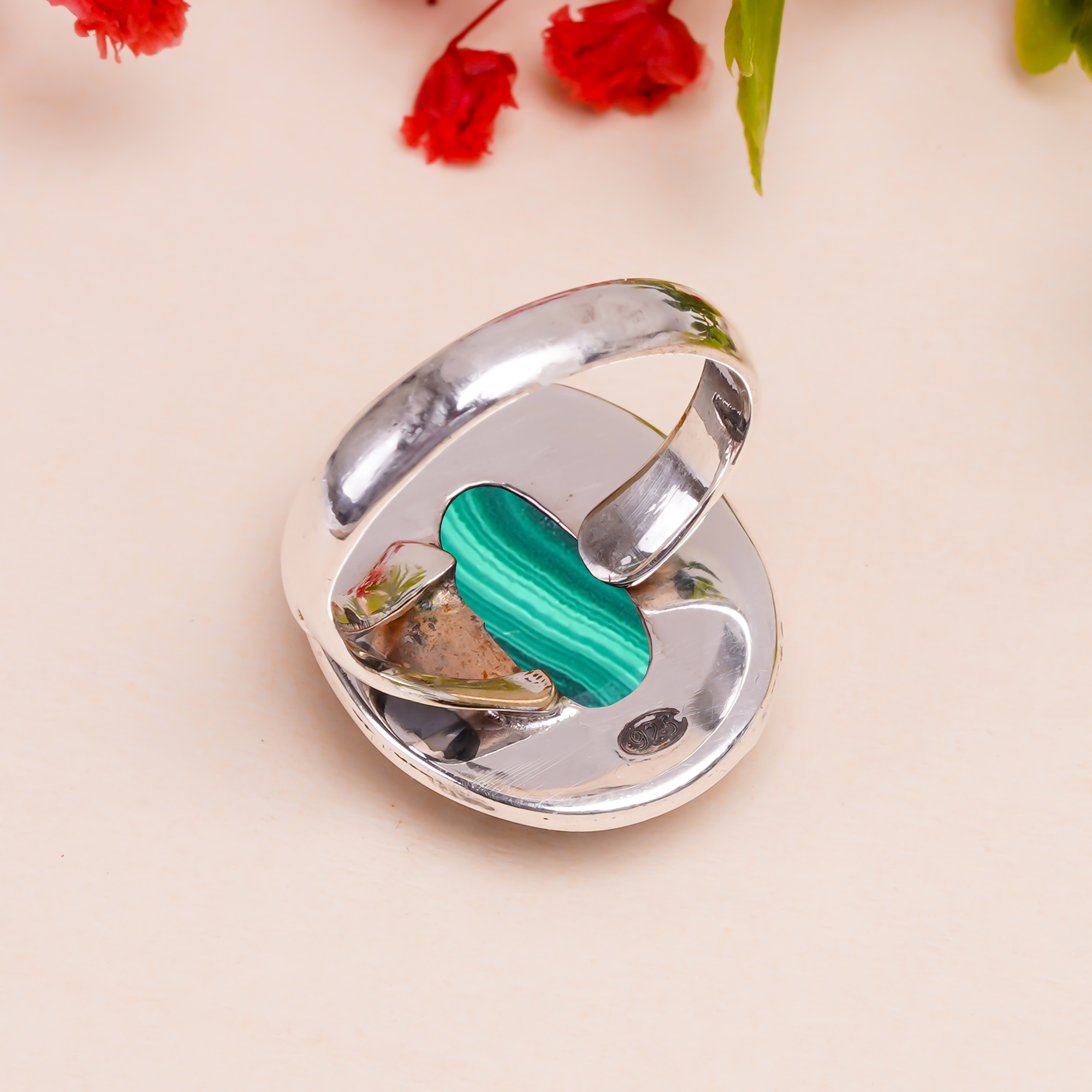 Malachite - Congo Gemstone 925 Sterling Silver Ring